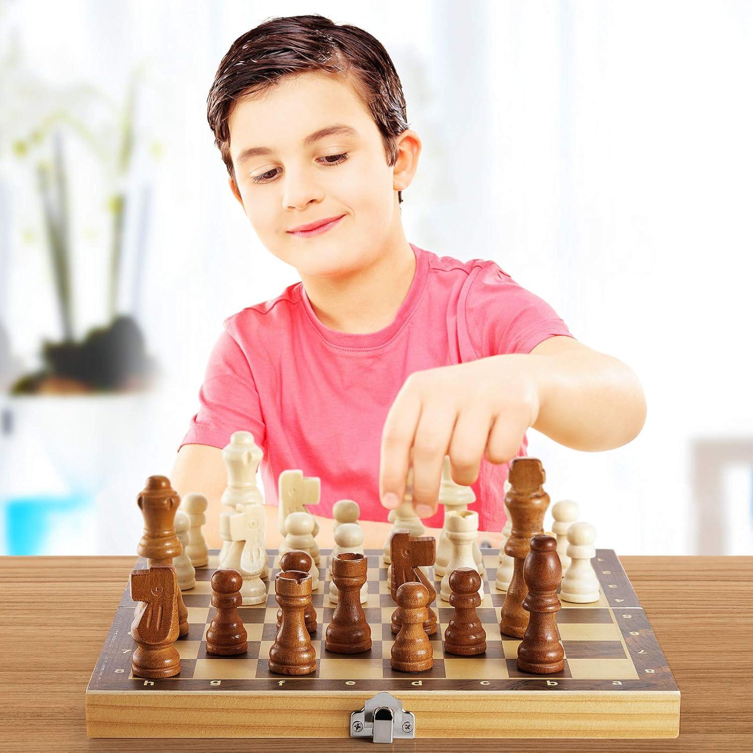 Juego de Ajedrez y Damas de Madera 80 Piezas Sumind