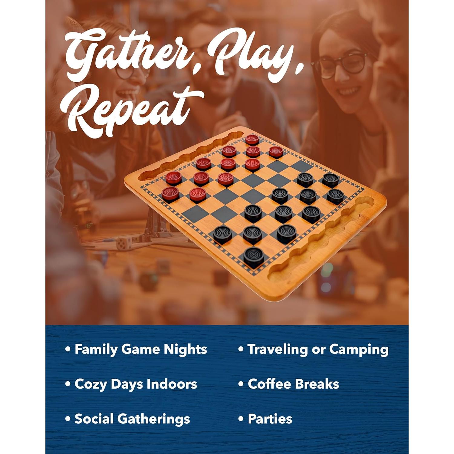 Juego de Damas de Madera WE Games 36.83x29.21 cm 24 Piezas