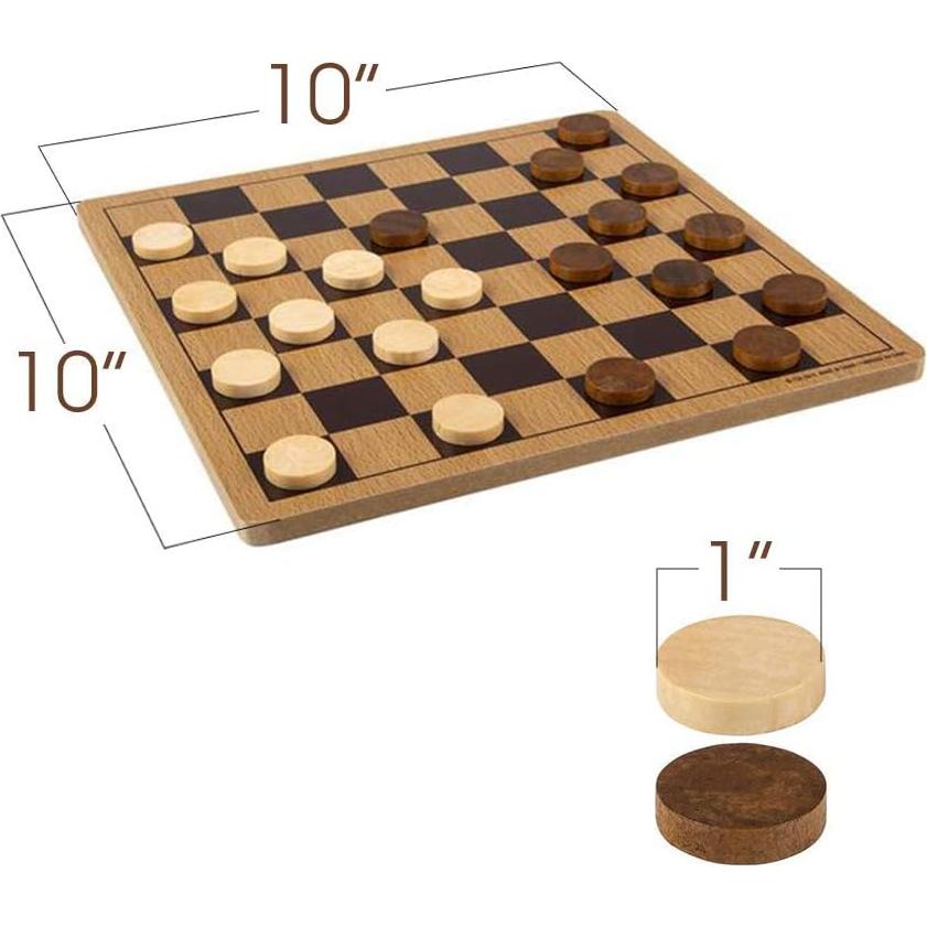 Juego de Damas de Madera Gamie 25.4x25.4 cm para Niños