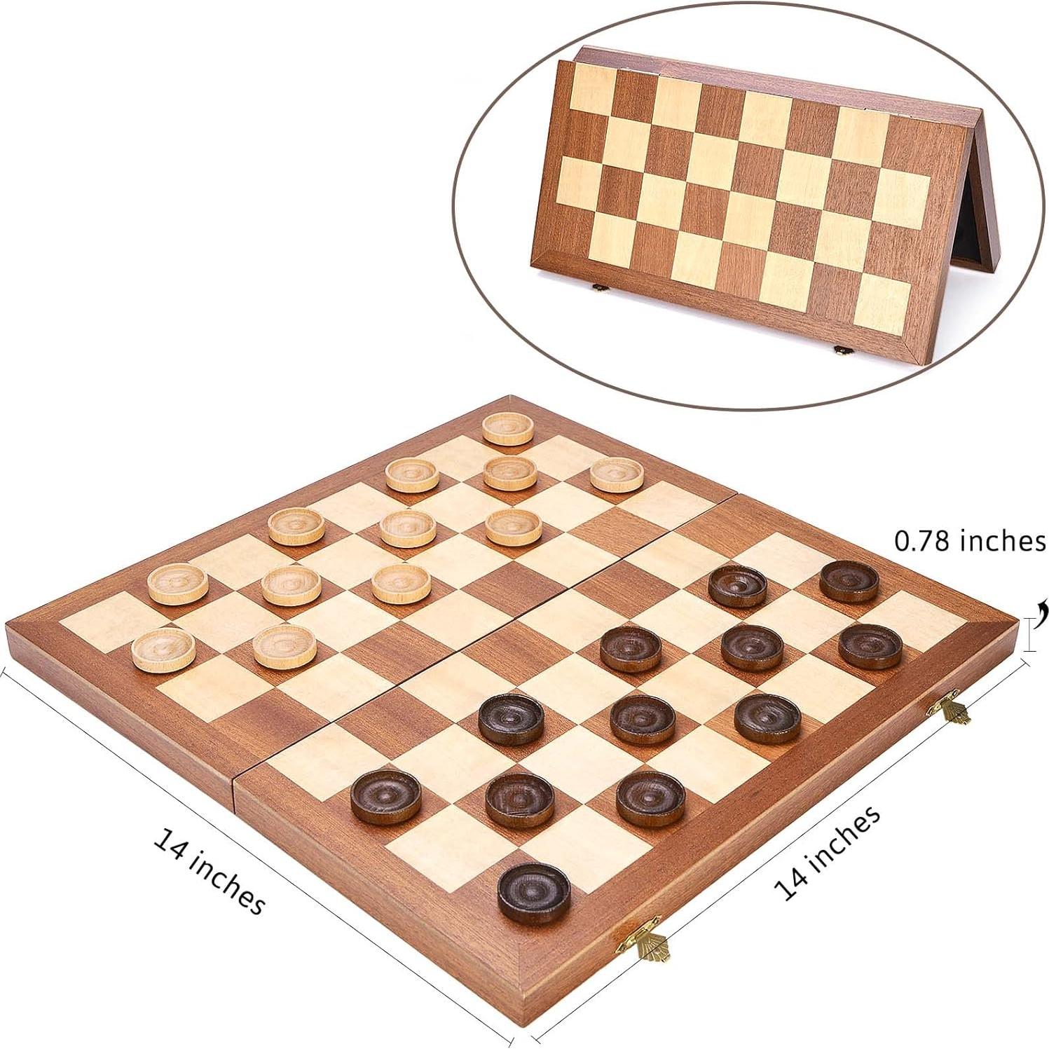 Juego de Mesa de Damas Plegable VAMSLOVE 8x8 Madera 35.56cm