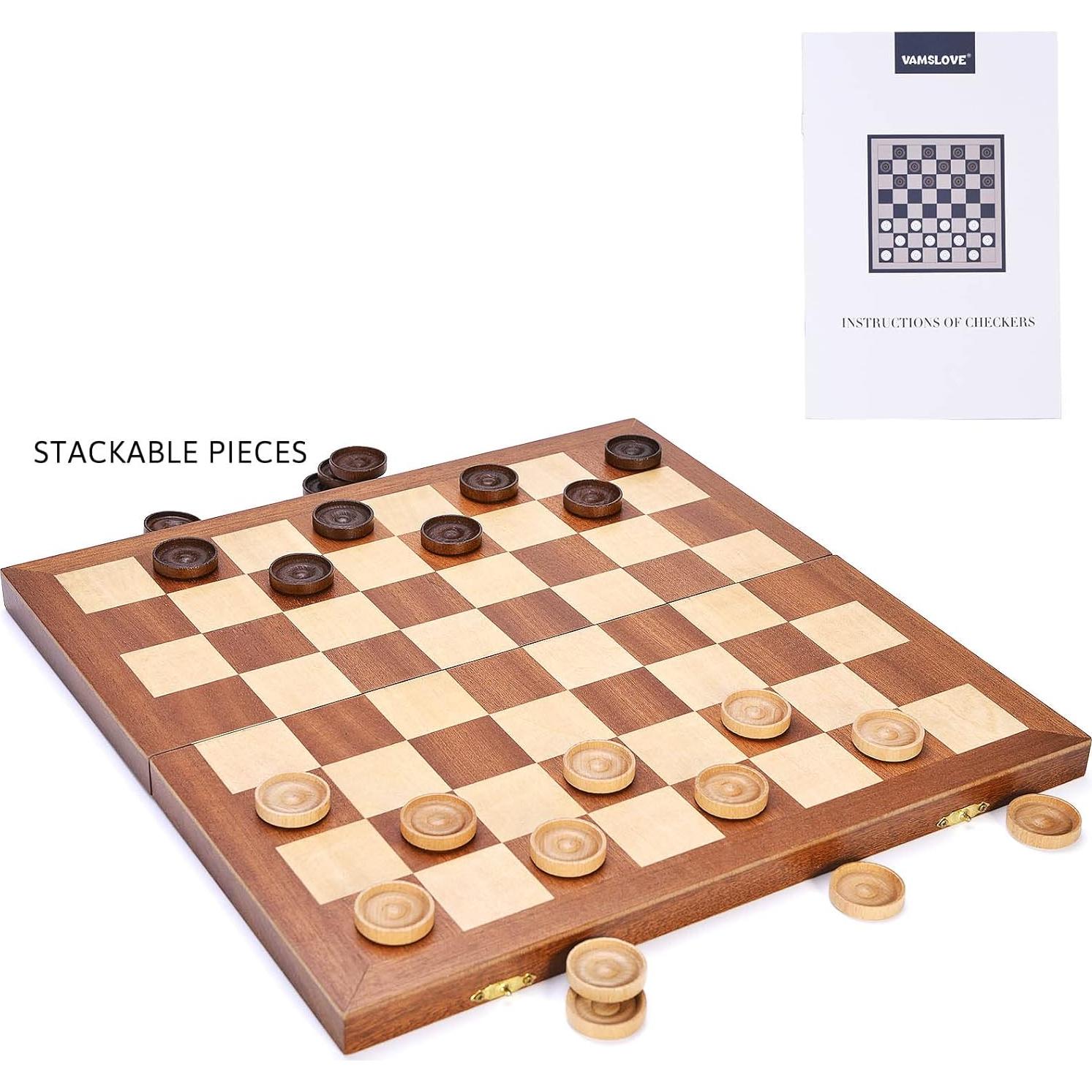 Juego de Mesa de Damas Plegable VAMSLOVE 8x8 Madera 35.56cm