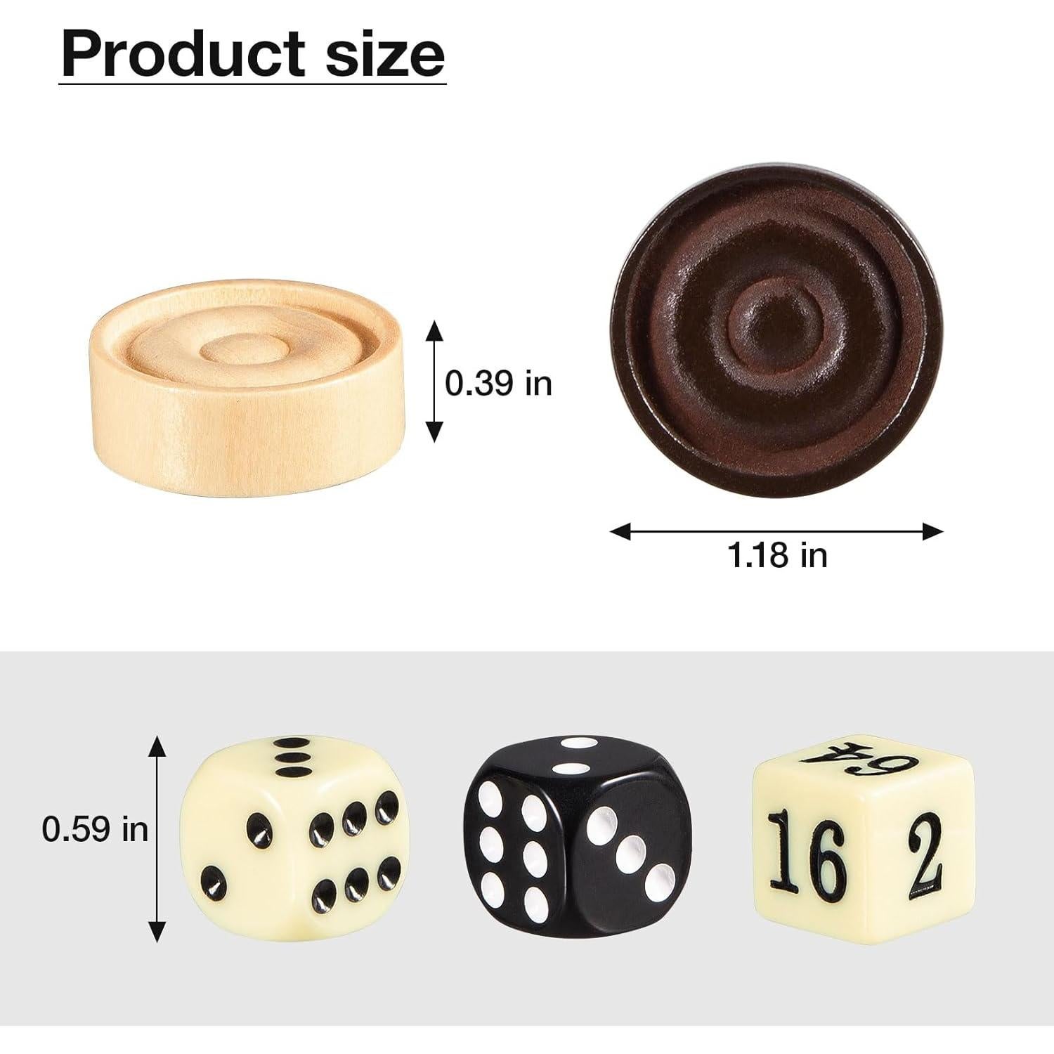 Juego de Damas de Madera BIVOMON - 30 Piezas + 5 Dados