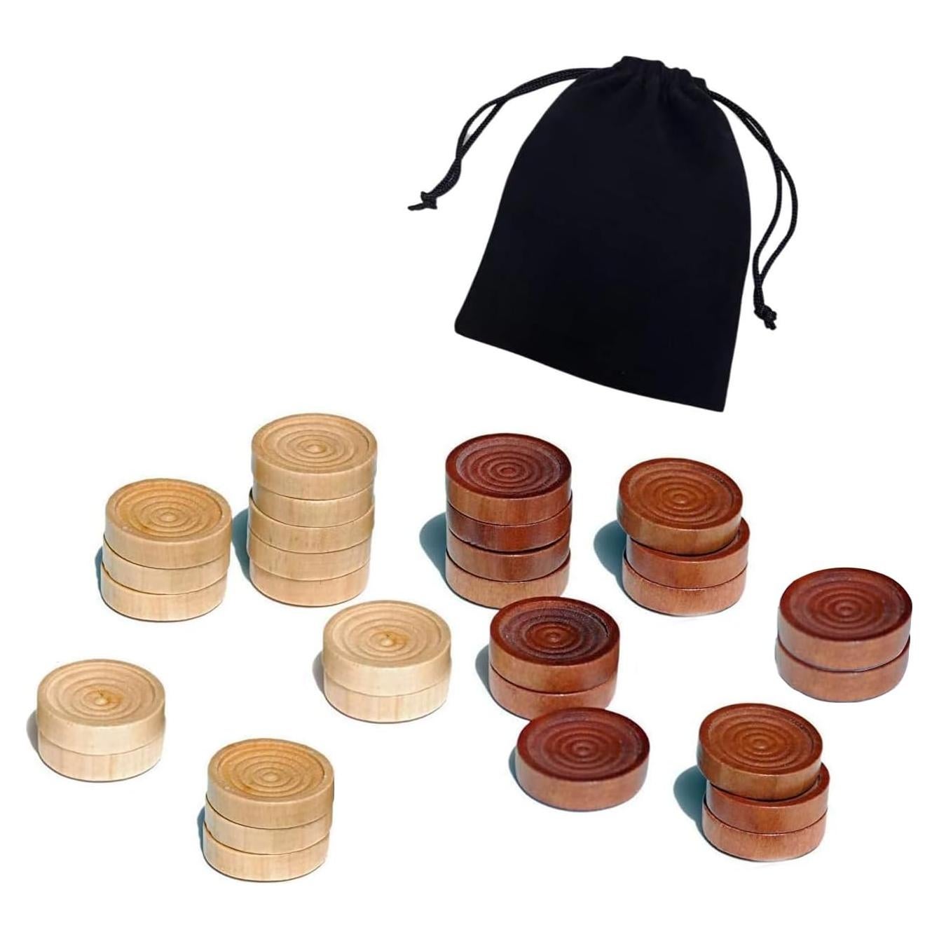 Piezas de Damas y Backgammon Baspoom 15 Piezas Madera