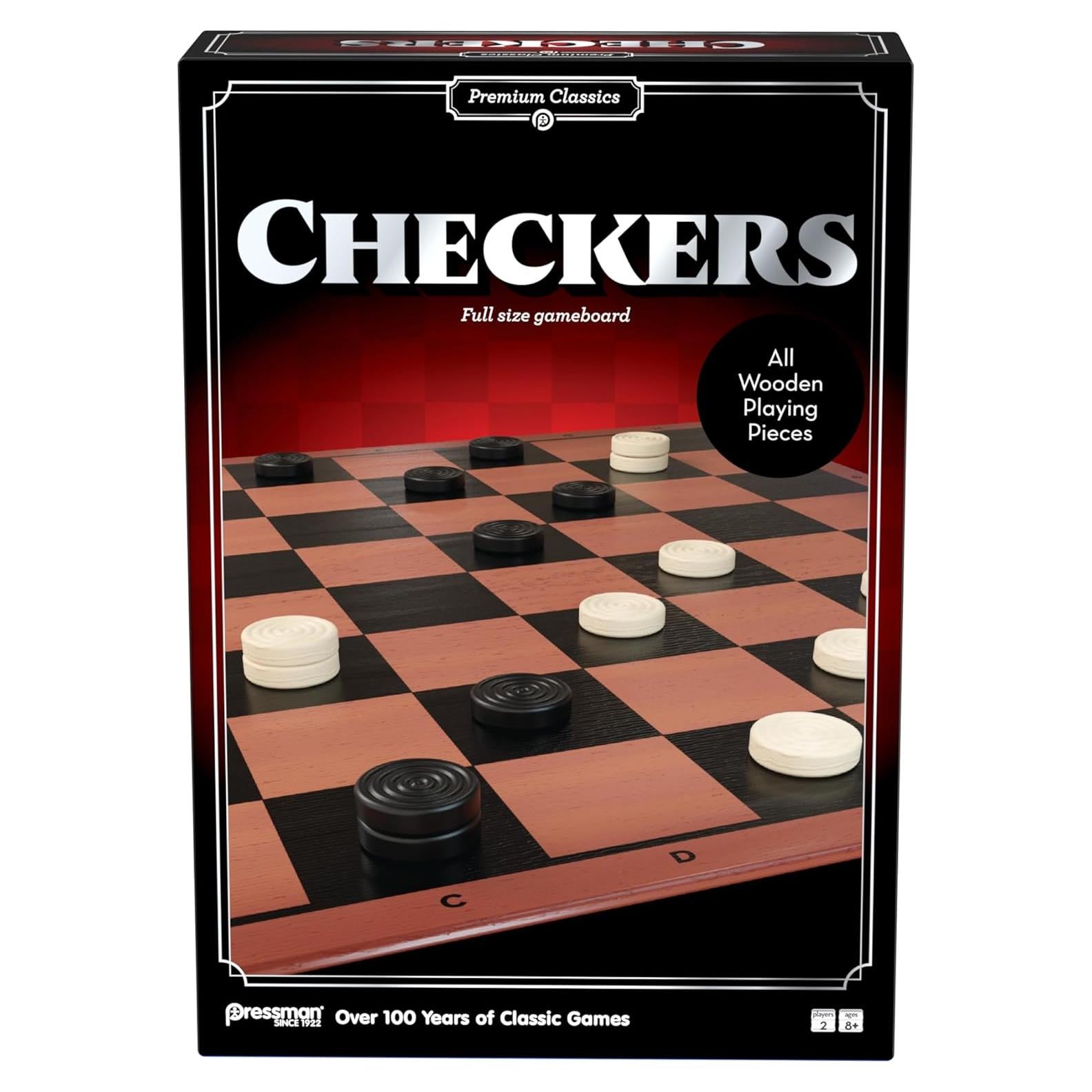 Juego de Damas Plegable Pressman con Piezas de Madera - 2 Jugadores