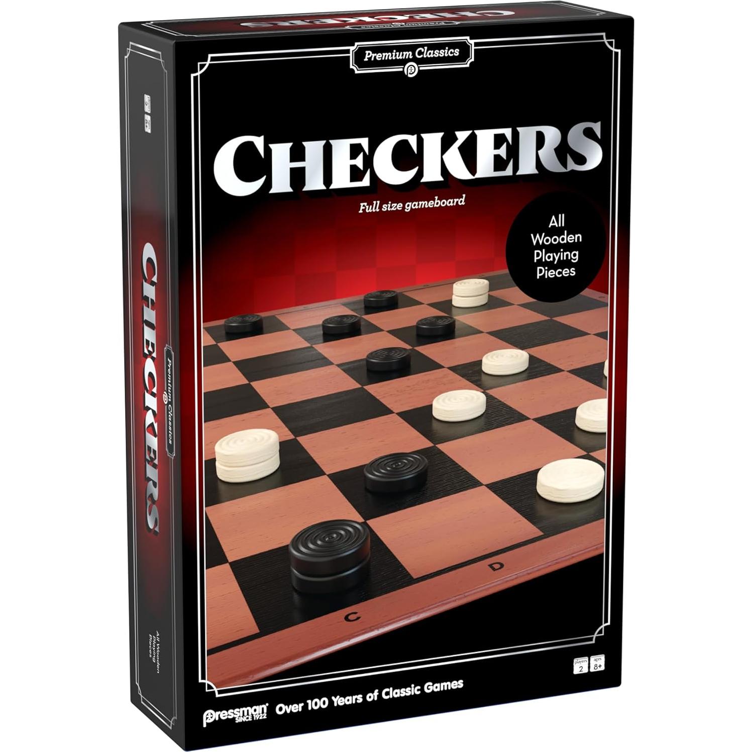 Juego de Damas Plegable Pressman con Piezas de Madera - 2 Jugadores