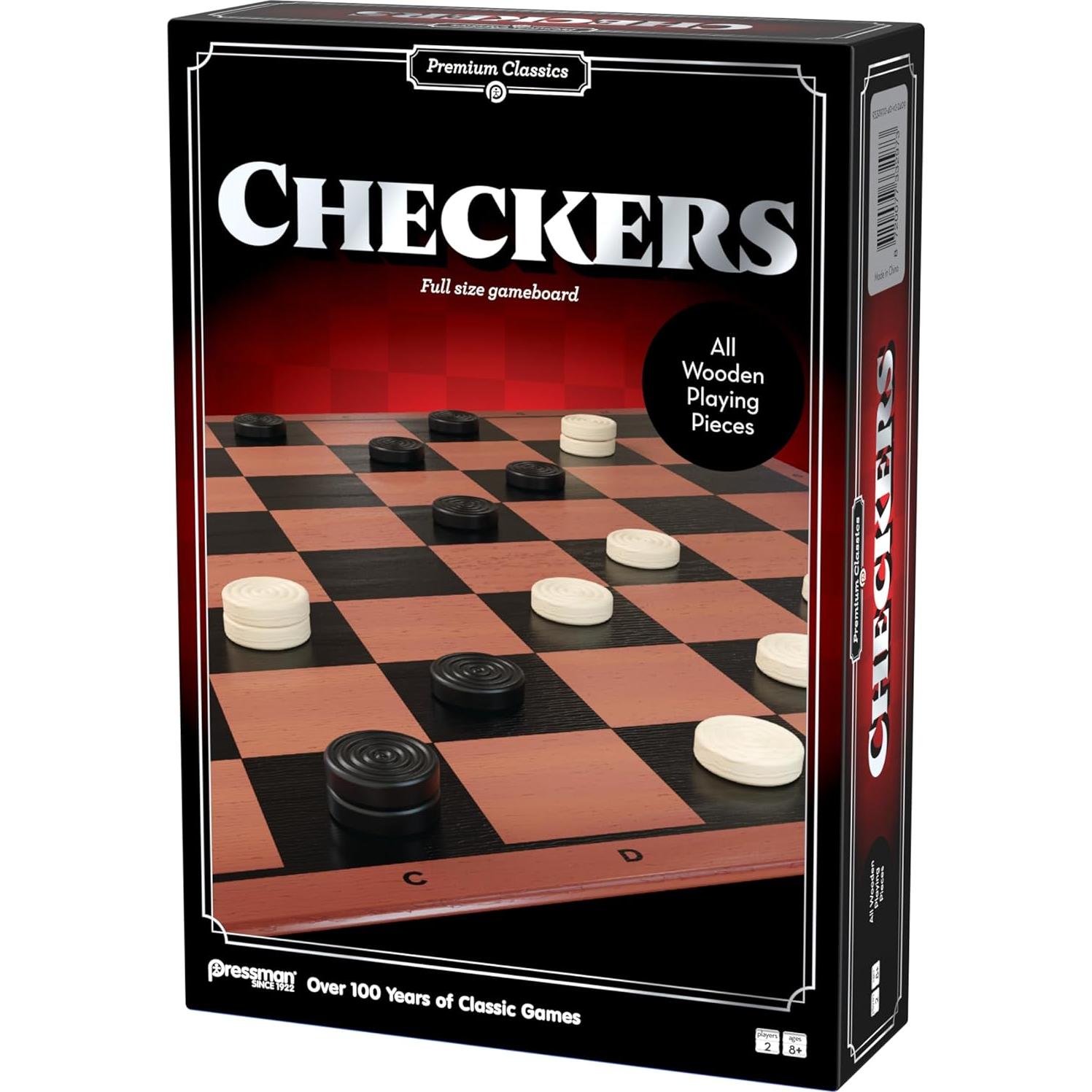 Juego de Damas Plegable Pressman con Piezas de Madera - 2 Jugadores