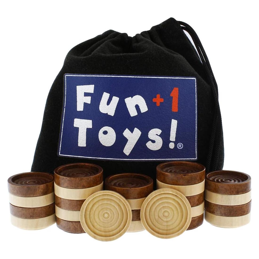 Conjunto de Piezas de Damas de Madera Apilables JUGUETES FUN+1