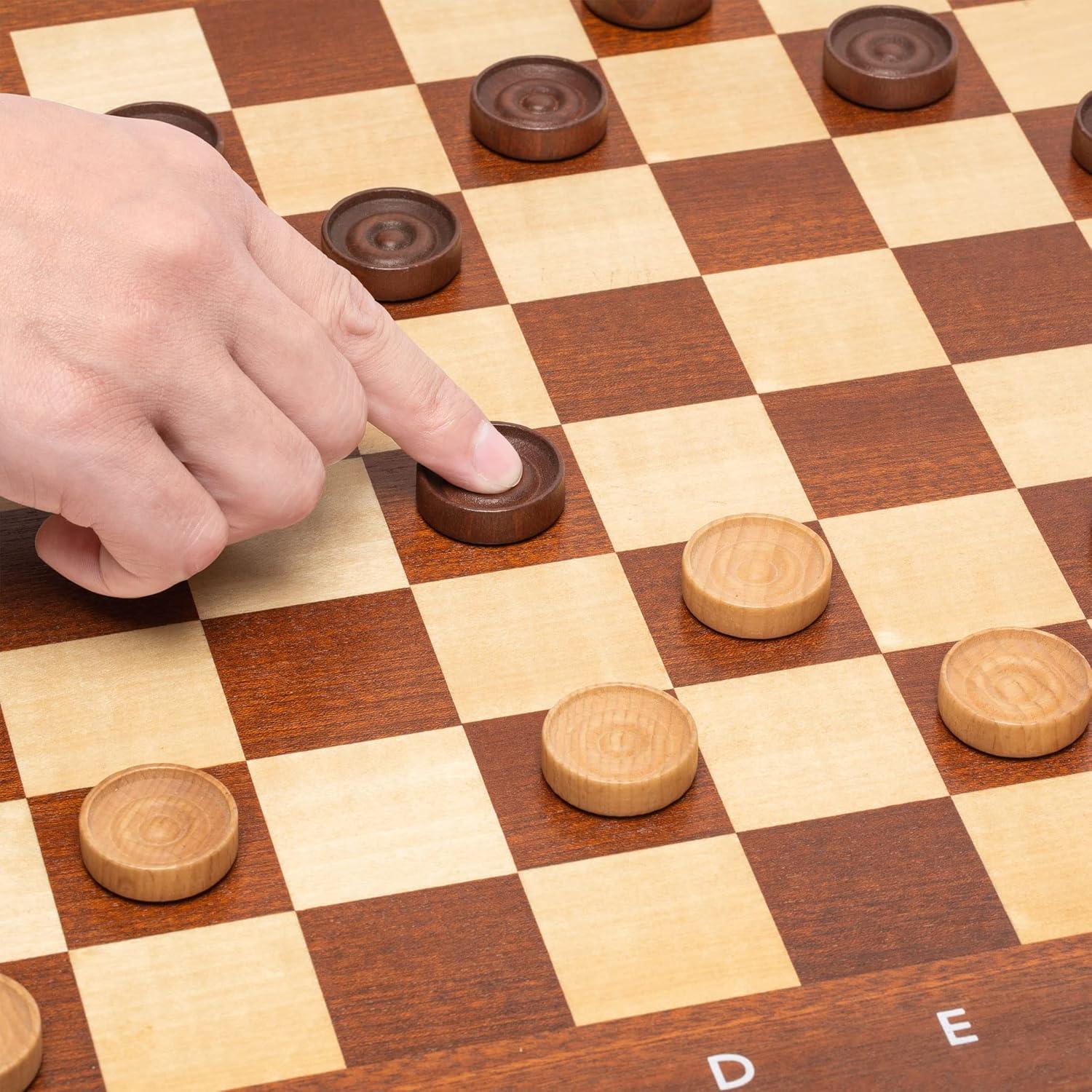 Set de Damas de Madera Estilo Italiano Yellow Mountain 40 Piezas