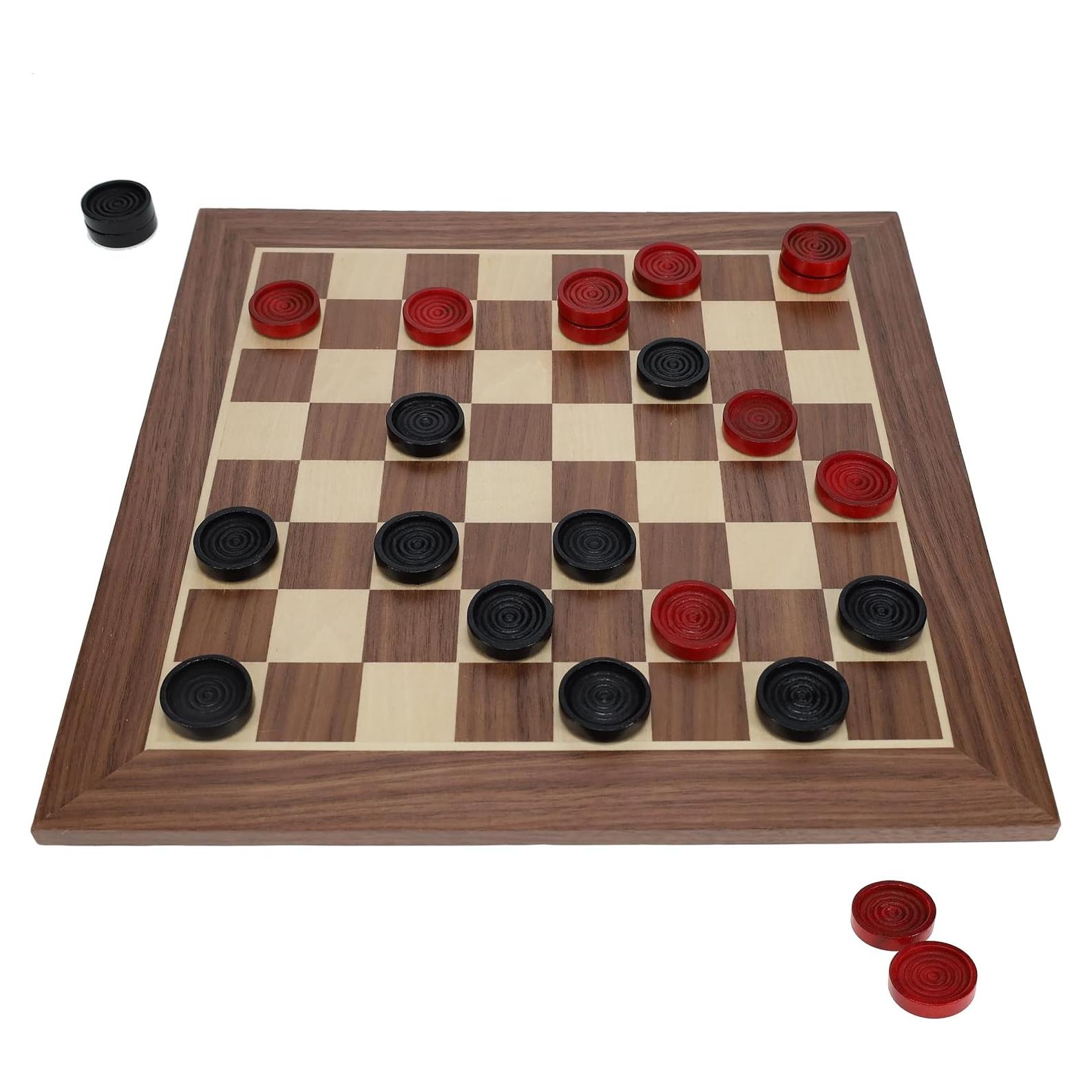 Juego de Damas de Madera WE Games 30.48 cm Rojo y Negro