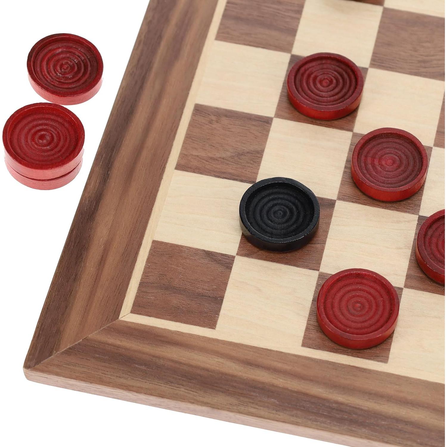 Juego de Damas de Madera WE Games 30.48 cm Rojo y Negro