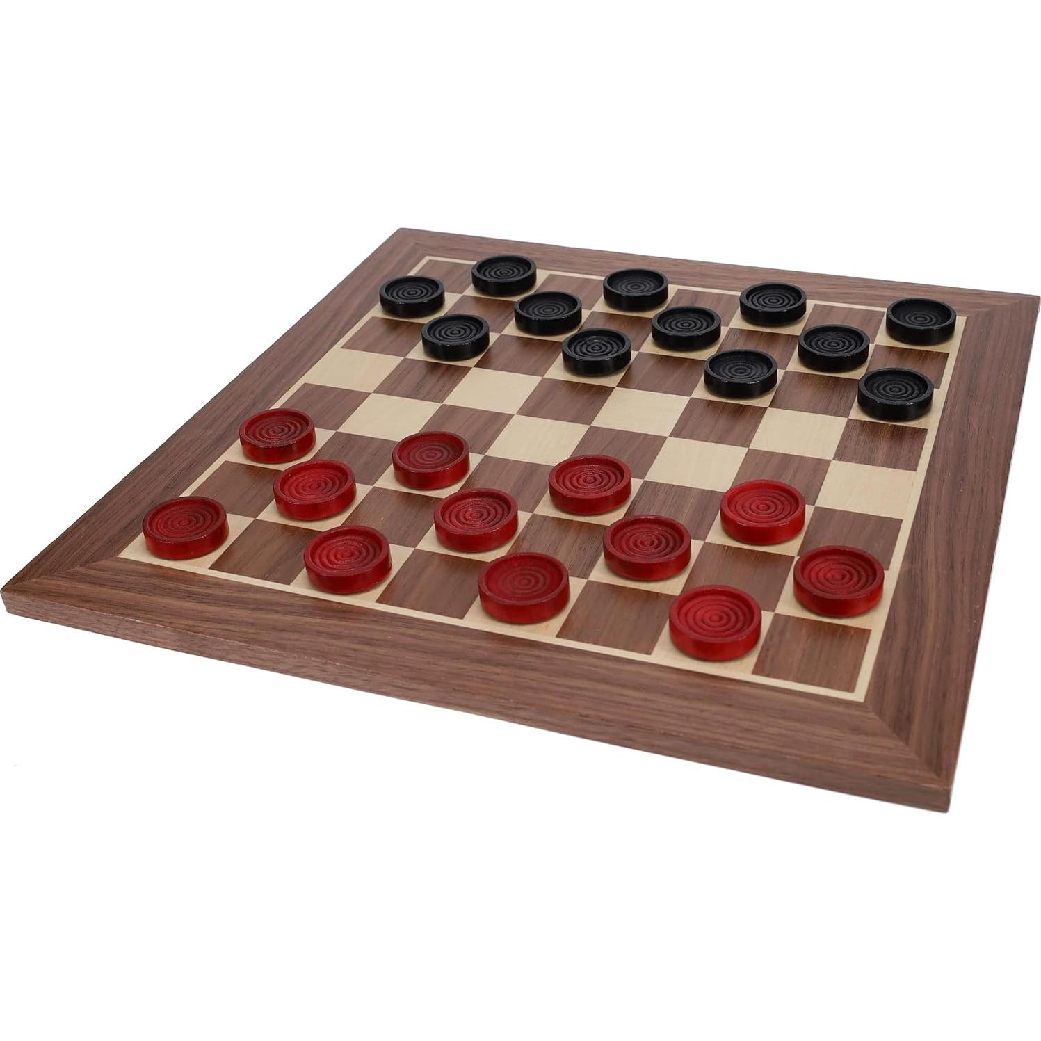 Juego de Damas de Madera WE Games 30.48 cm Rojo y Negro