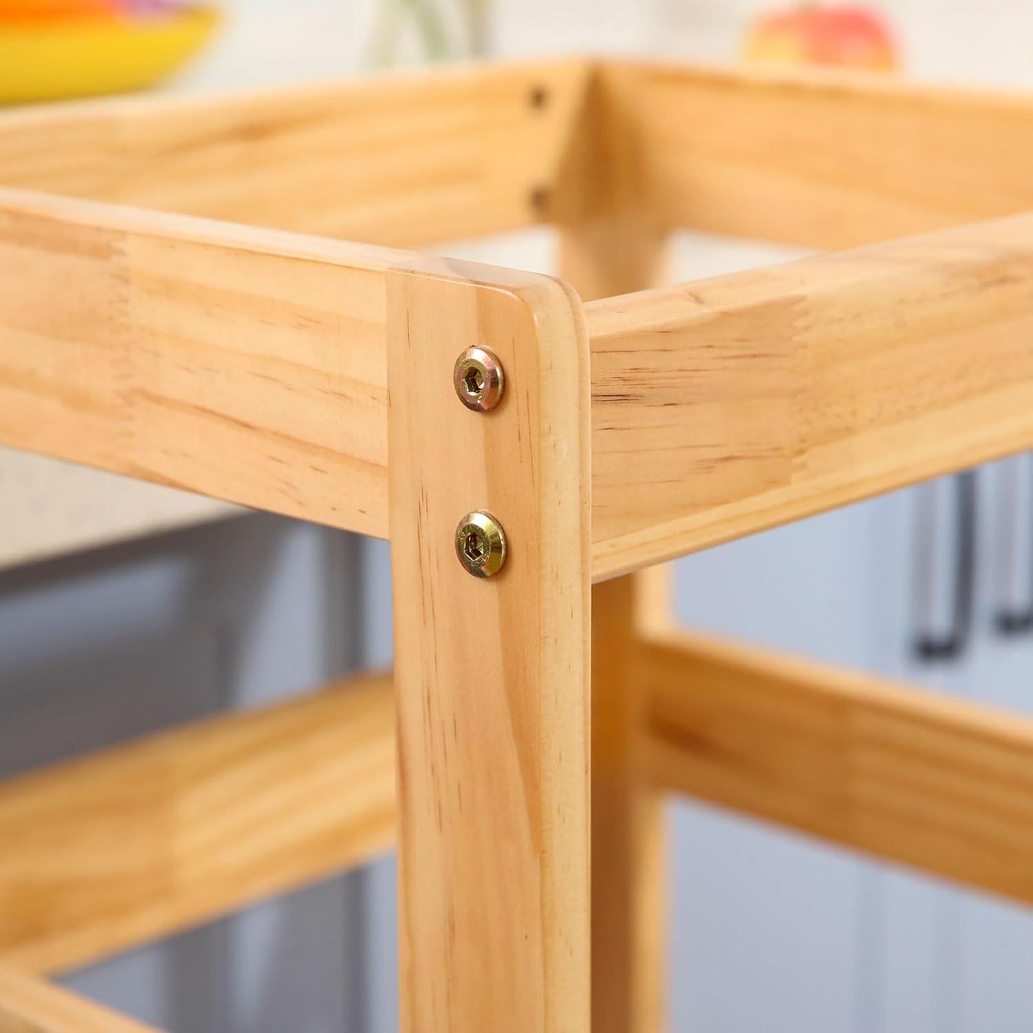 Escalera de cocina Joylico para niños con barandilla - Natural