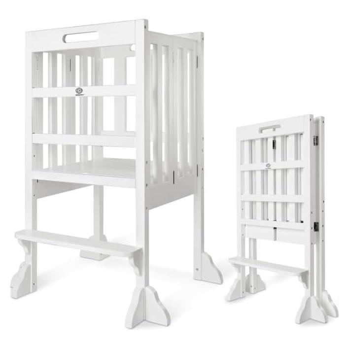 Torre de Aprendizaje Plegable WOOD CITY - Madera de Pino, Blanco