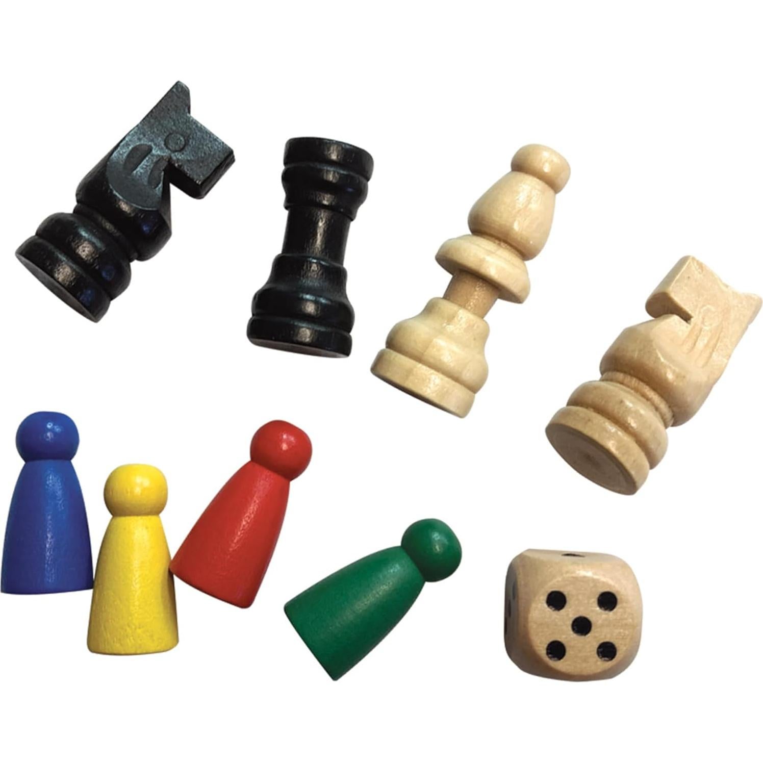 Juego de Ajedrez y Ludo Casa de Canicas - 2 en 1 Familiar