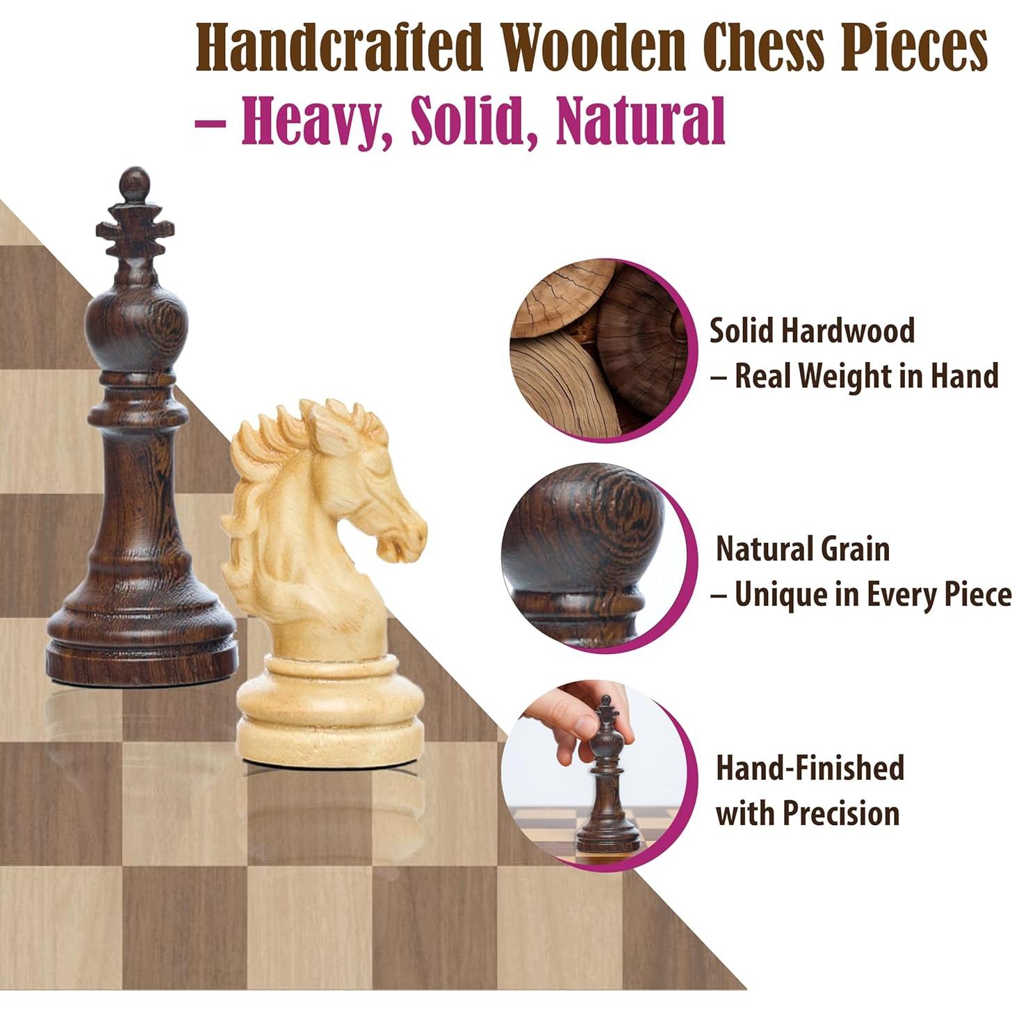 Piezas de Ajedrez de Madera Handicraftviet - 34 Piezas, 1.2 kg