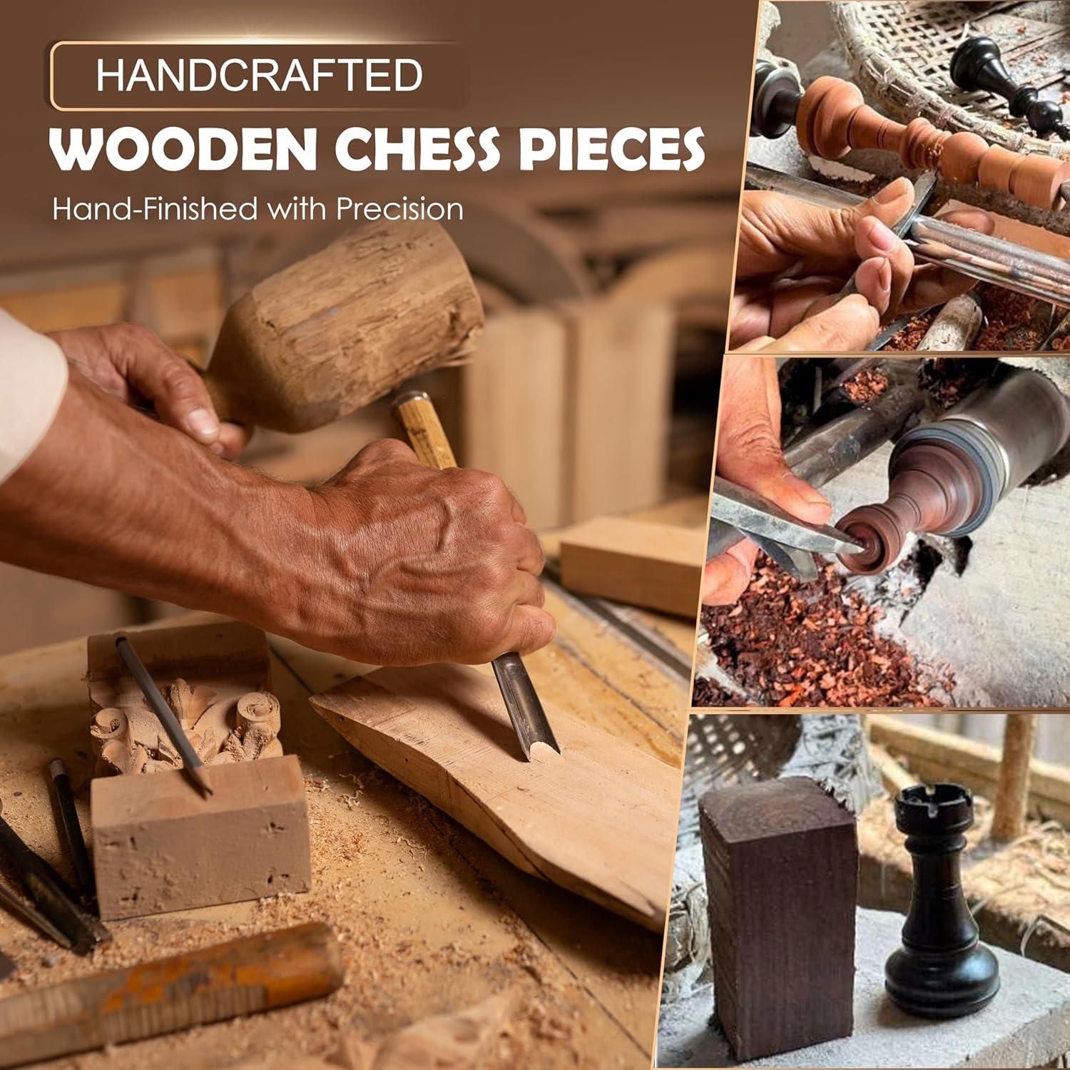 Piezas de Ajedrez de Madera Handicraftviet - 34 Piezas, 1.2 kg