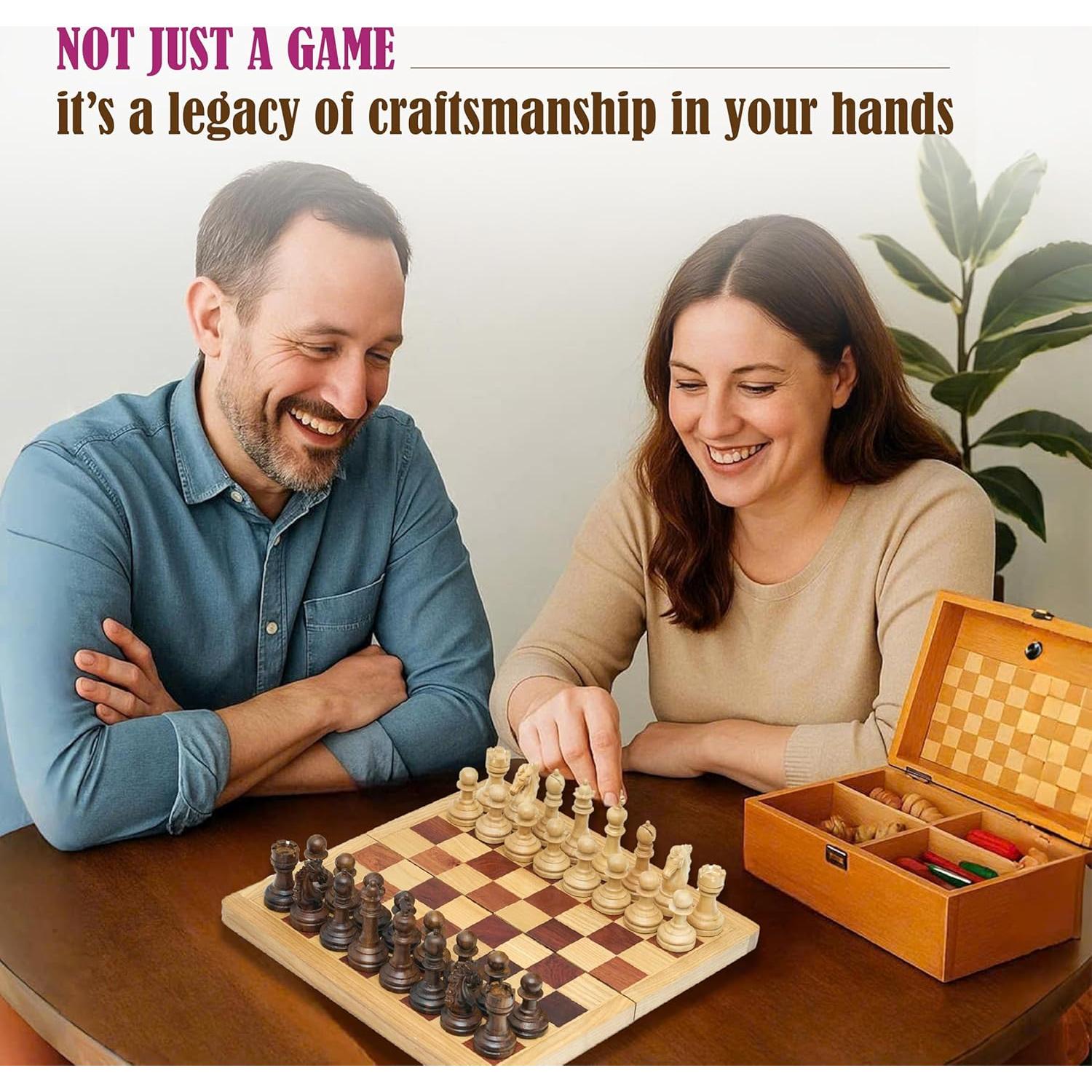 Piezas de Ajedrez de Madera Handicraftviet - 34 Piezas, 1.2 kg