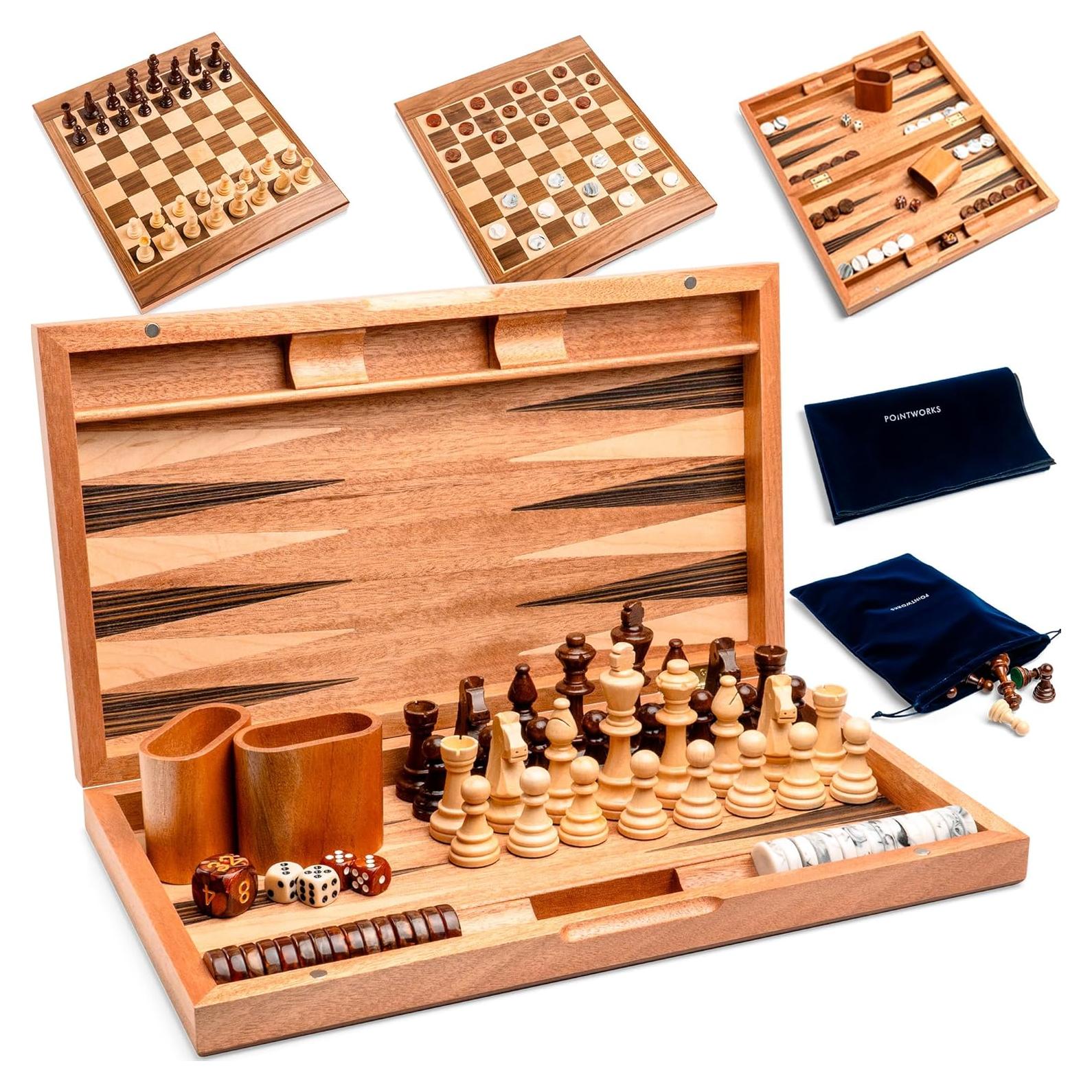 Juego de Ajedrez, Damas y Backgammon 50.8 cm Jungler