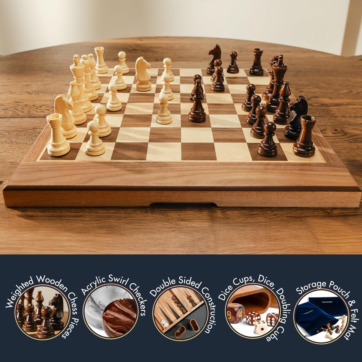 Juego de Ajedrez, Damas y Backgammon 50.8 cm Jungler