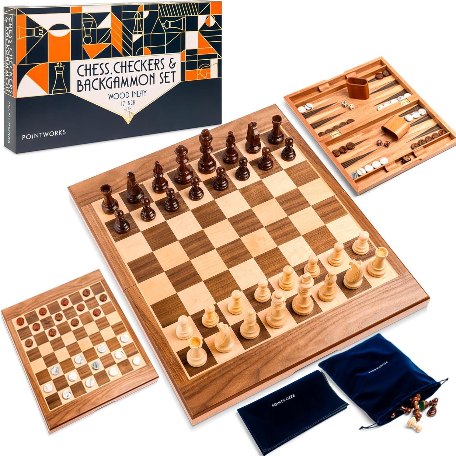 Juego de Ajedrez, Damas y Backgammon 50.8 cm Jungler