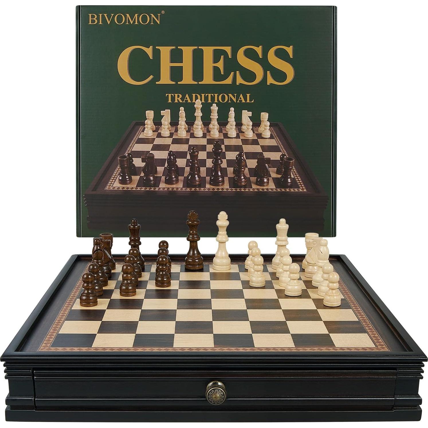 Juego de Ajedrez Magnético BIVOMON 31.75 cm con 2 Cajones