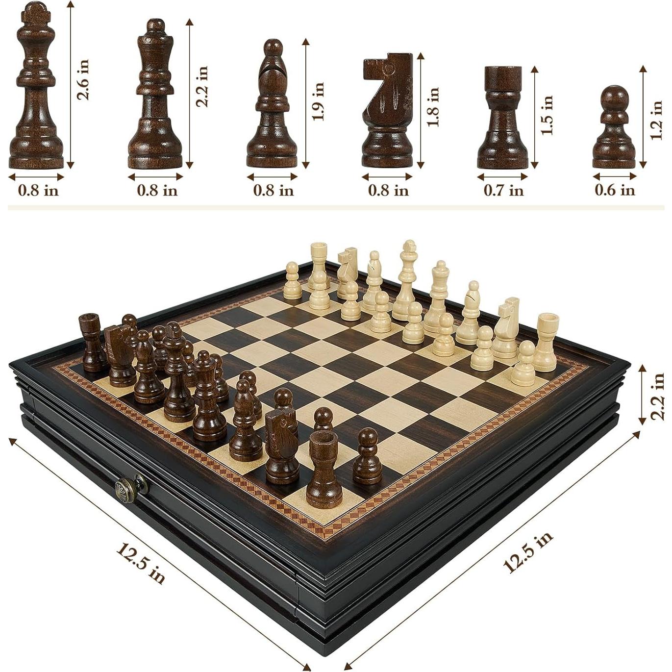 Juego de Ajedrez Magnético BIVOMON 31.75 cm con 2 Cajones