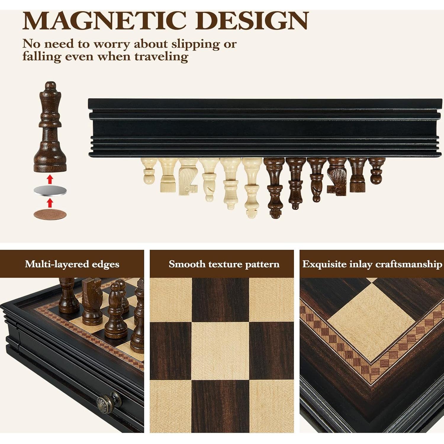 Juego de Ajedrez Magnético BIVOMON 31.75 cm con 2 Cajones