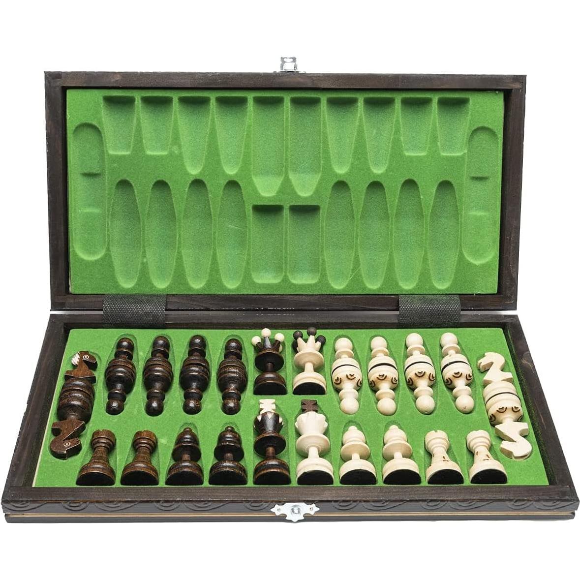 Juego de Ajedrez de Madera Plegable Muba 47 cm con Piezas