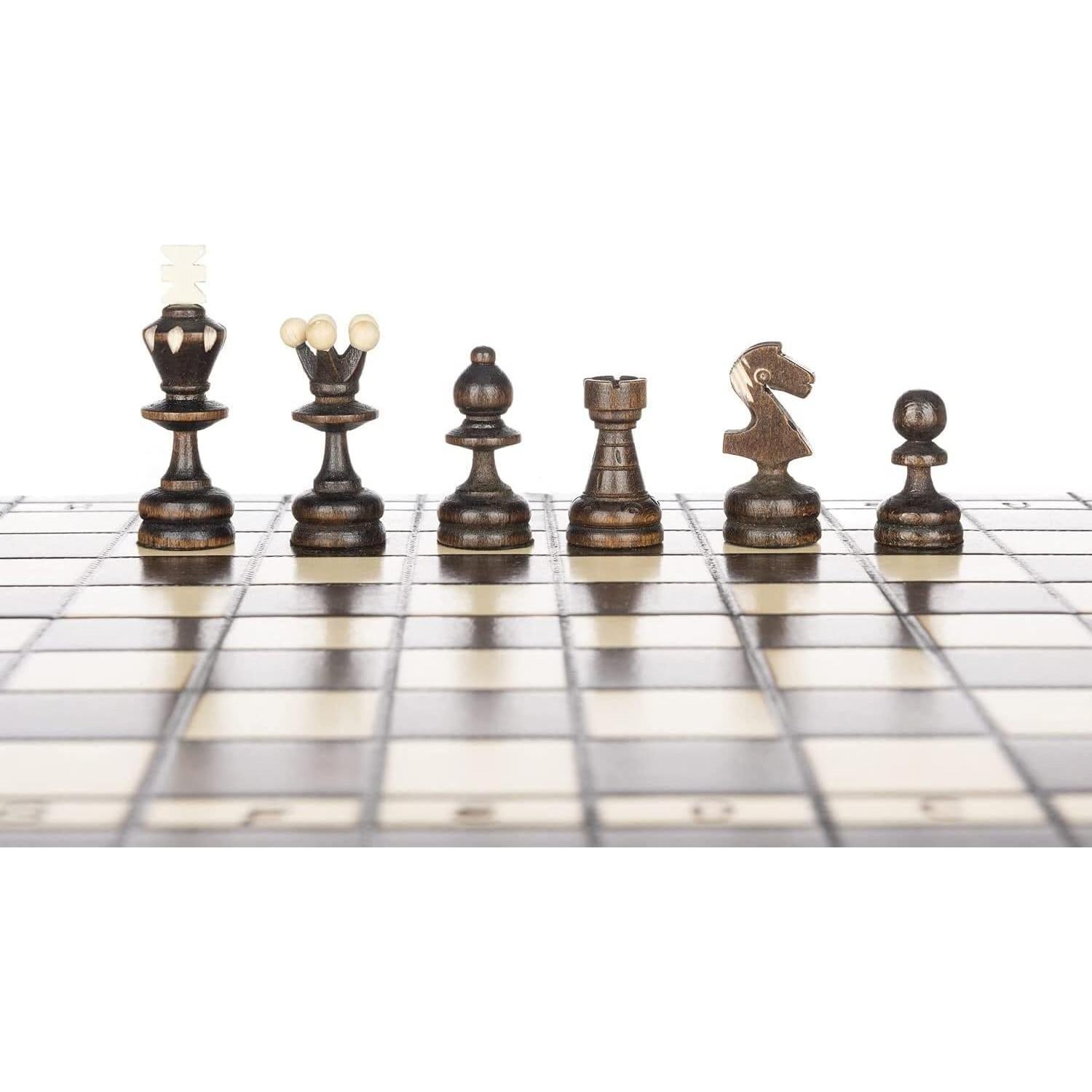 Juego de Ajedrez de Madera Plegable Muba 47 cm con Piezas