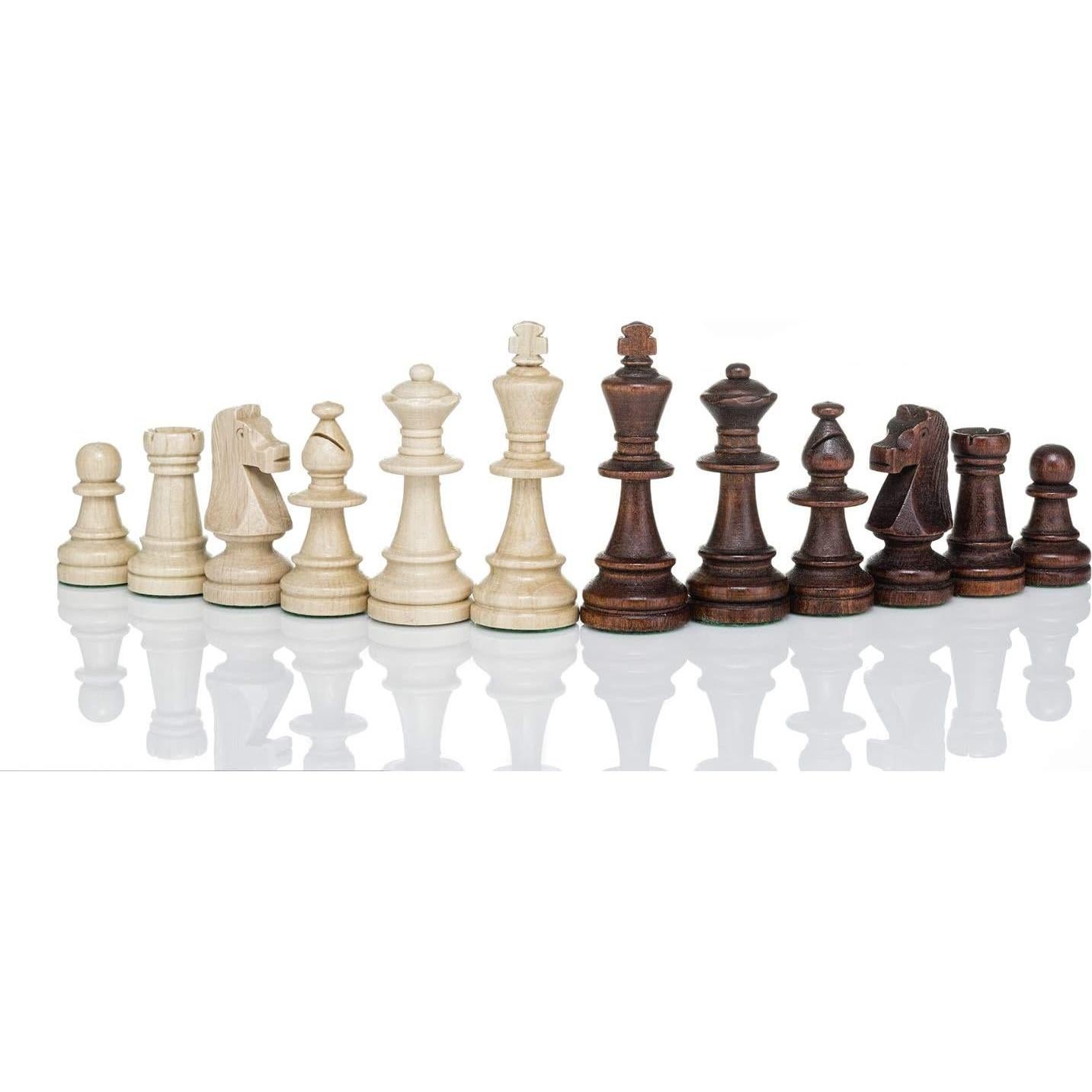 Piezas de Ajedrez de Madera Staunton No. 6 - Pesadas con Fieltro