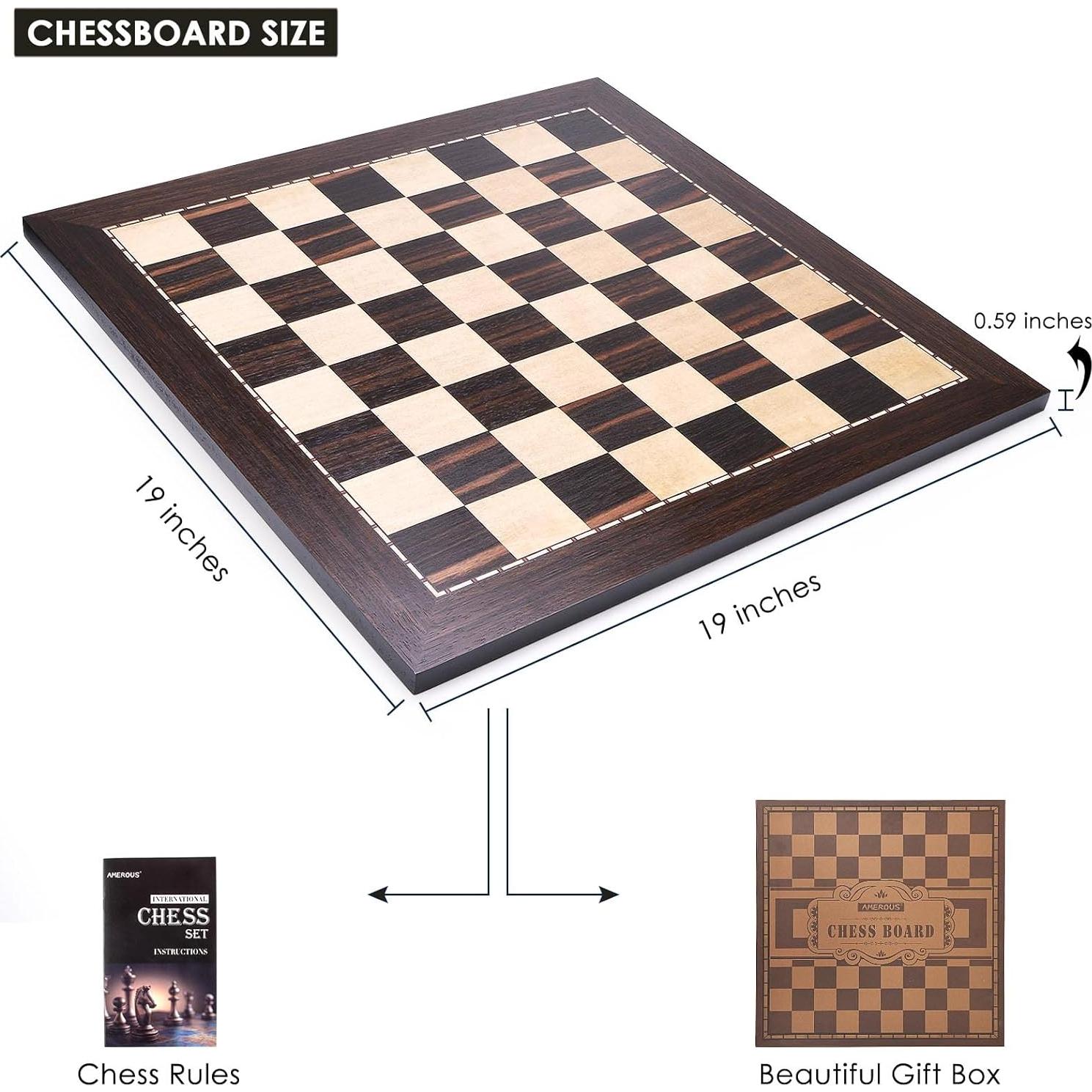 Tablero de Ajedrez Profesional AMEROUS 48.26 cm Madera