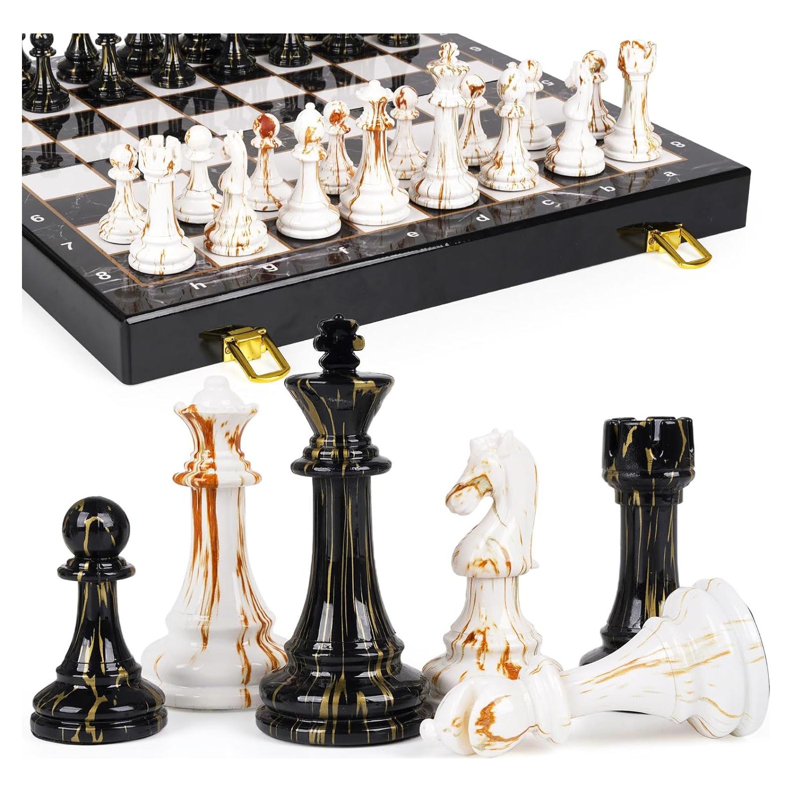 Juego de Ajedrez Plegable Kvintes 15" con Piezas de Acrílico