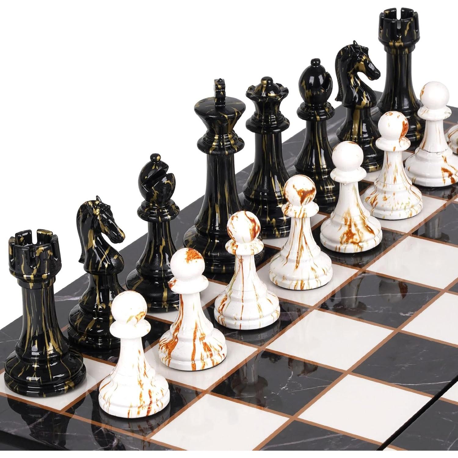 Juego de Ajedrez Plegable Kvintes 15" con Piezas de Acrílico