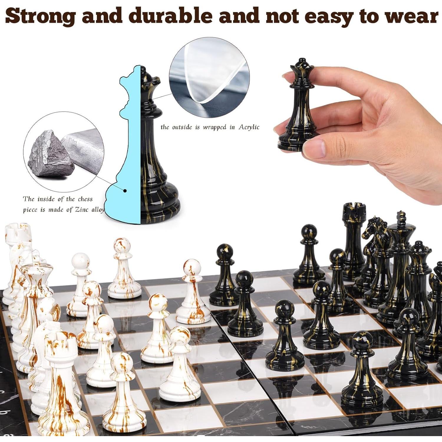 Juego de Ajedrez Plegable Kvintes 15" con Piezas de Acrílico