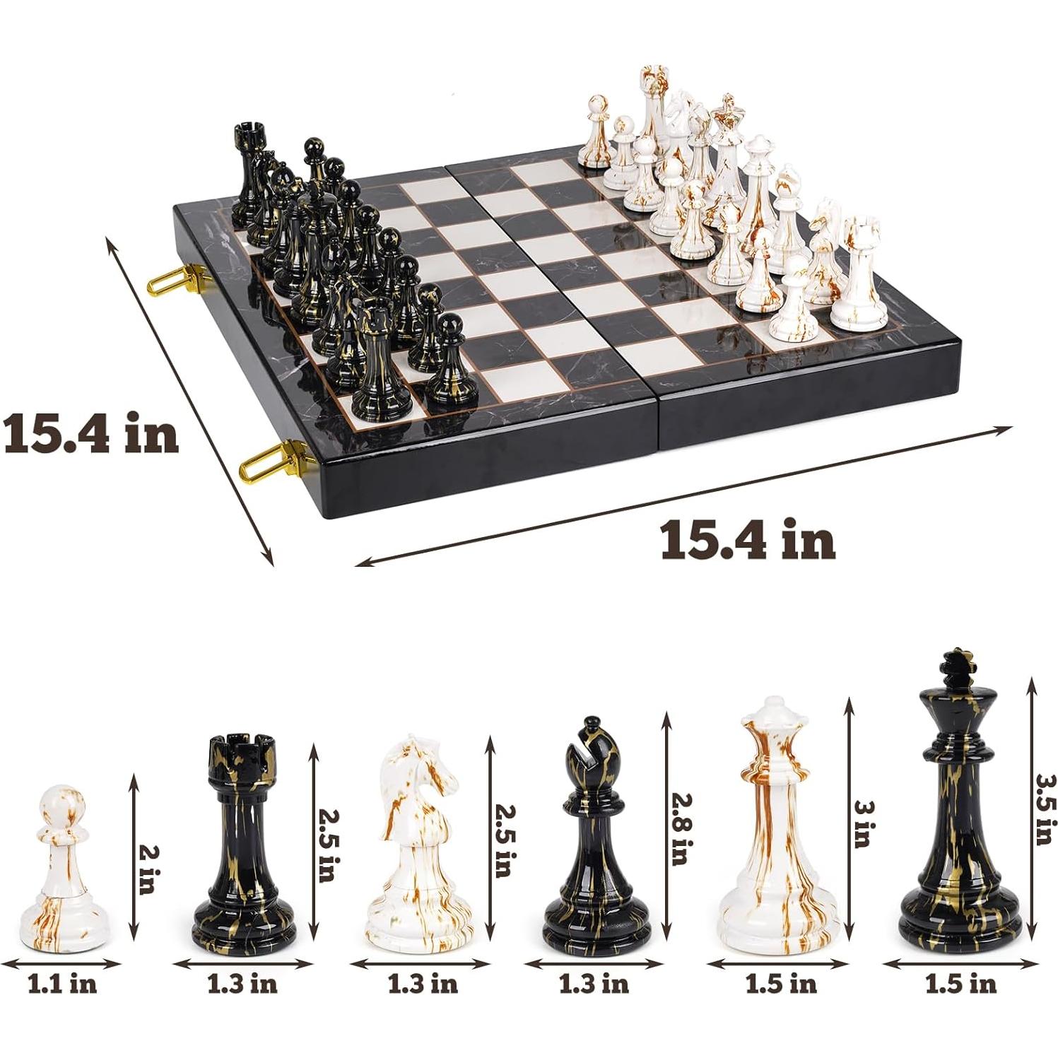 Juego de Ajedrez Plegable Kvintes 15" con Piezas de Acrílico