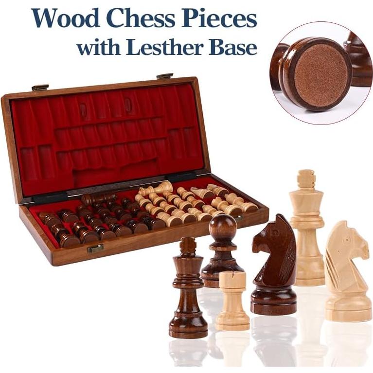 Juego de Ajedrez Magnético de Madera de Nogal 15 cm Plegable