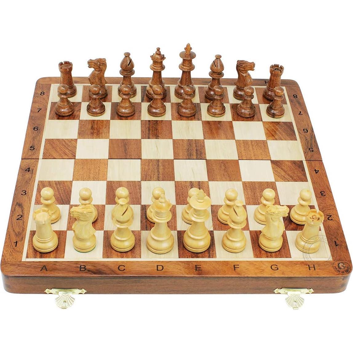 Juego de Ajedrez Victoriano Staunton Madera Acacia 14x14 cm