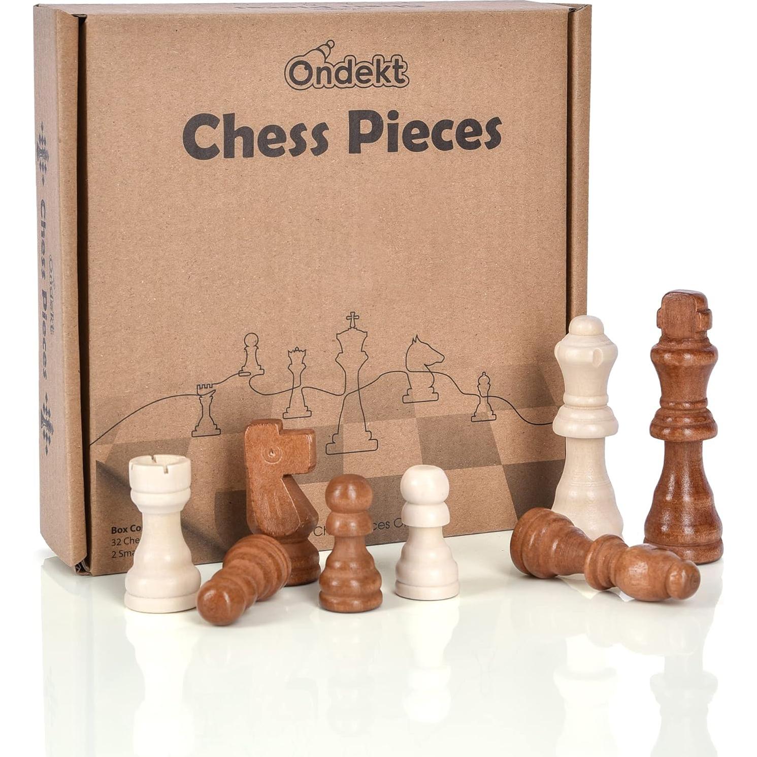 Piezas de Ajedrez de Madera Ondekt - 32 Piezas Estilo Staunton