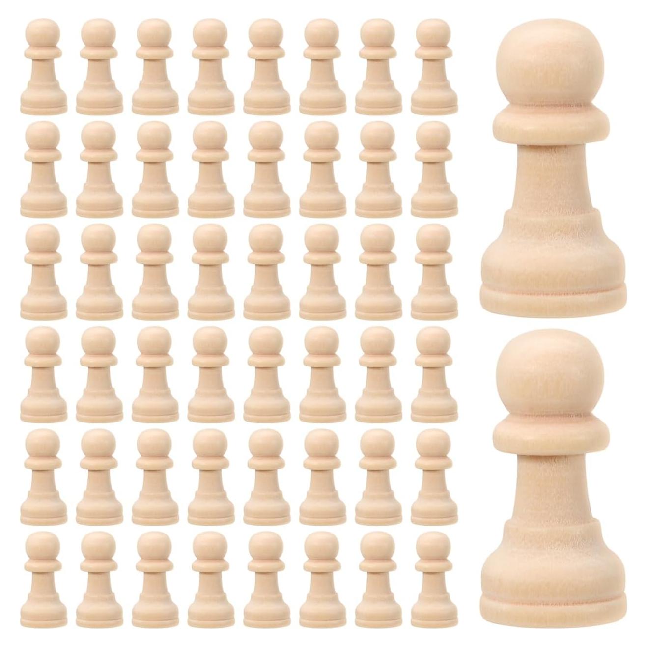 Juego de Ajedrez de Madera EXCEART 50 Piezas en Blanco para Pintar