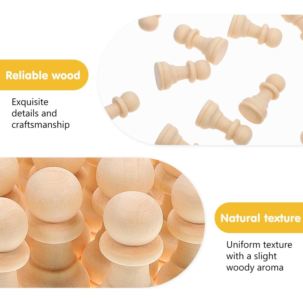 Juego de Ajedrez de Madera EXCEART 50 Piezas en Blanco para Pintar