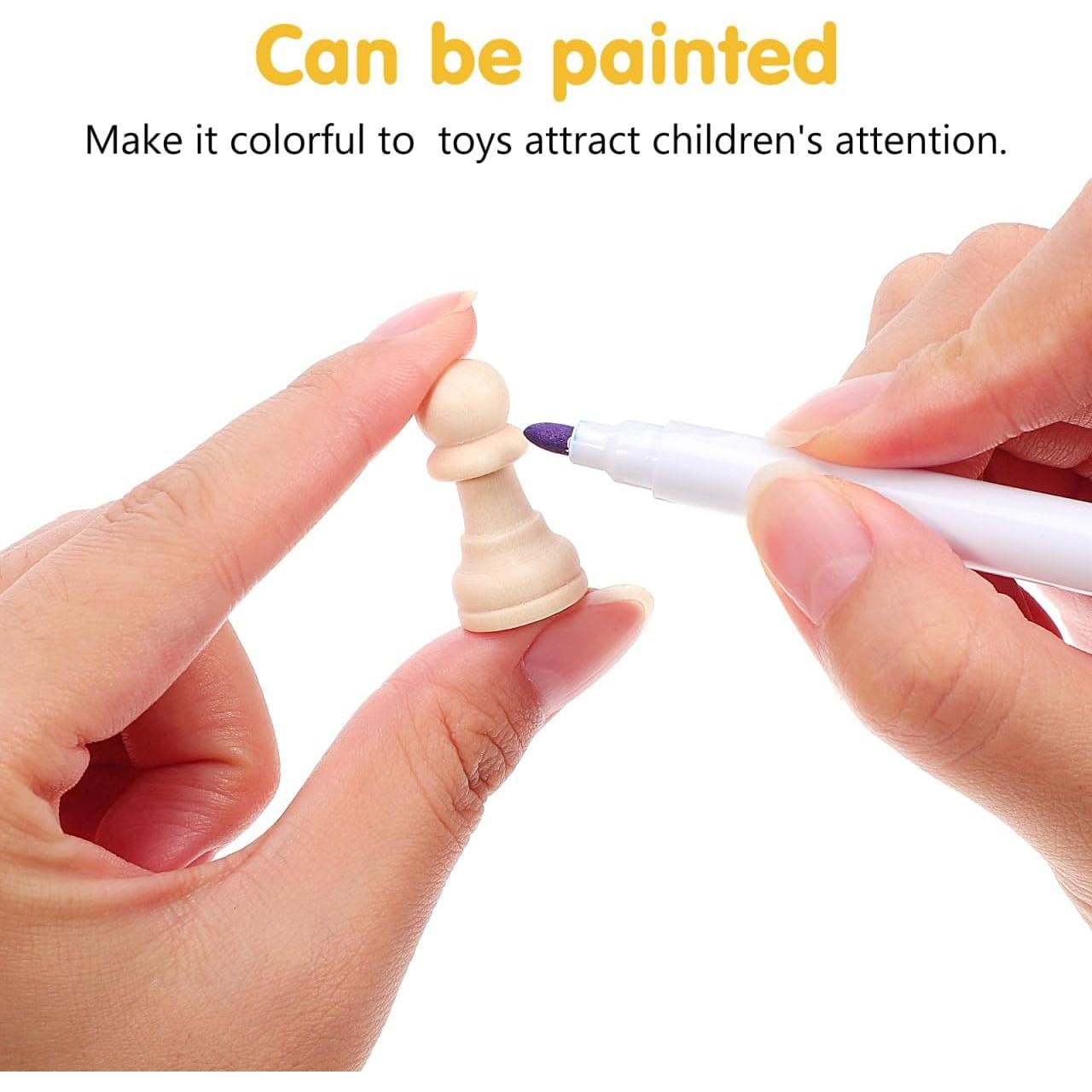 Juego de Ajedrez de Madera EXCEART 50 Piezas en Blanco para Pintar