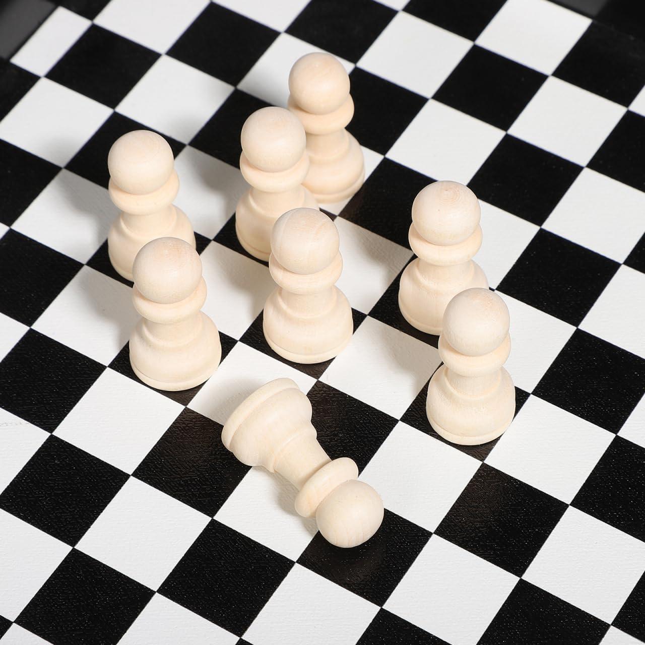 Juego de Ajedrez de Madera EXCEART 50 Piezas en Blanco para Pintar