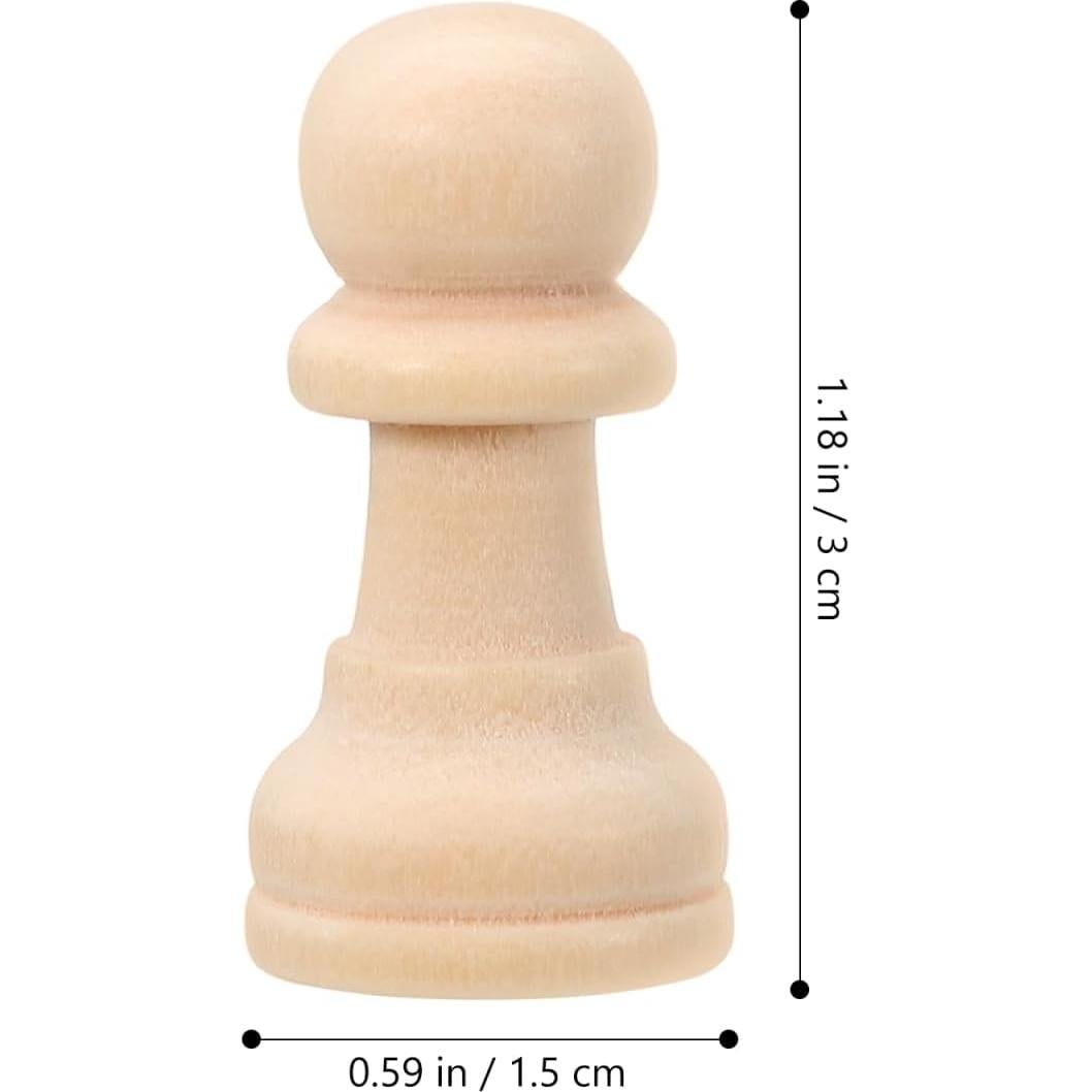 Juego de Ajedrez de Madera EXCEART 50 Piezas en Blanco para Pintar