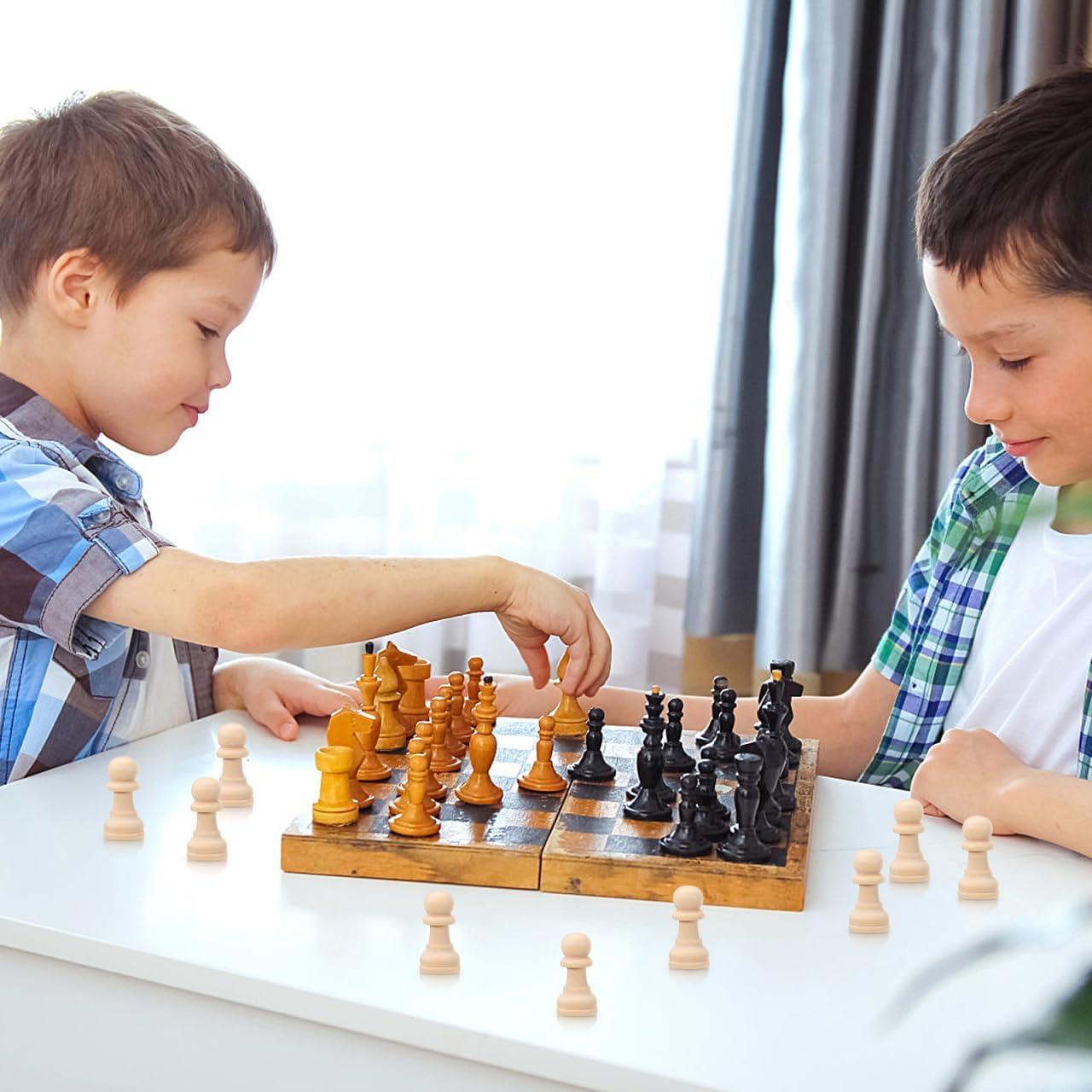 Juego de Ajedrez de Madera EXCEART 50 Piezas en Blanco para Pintar