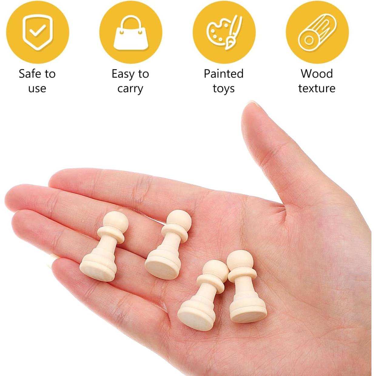 Juego de Ajedrez de Madera EXCEART 50 Piezas en Blanco para Pintar