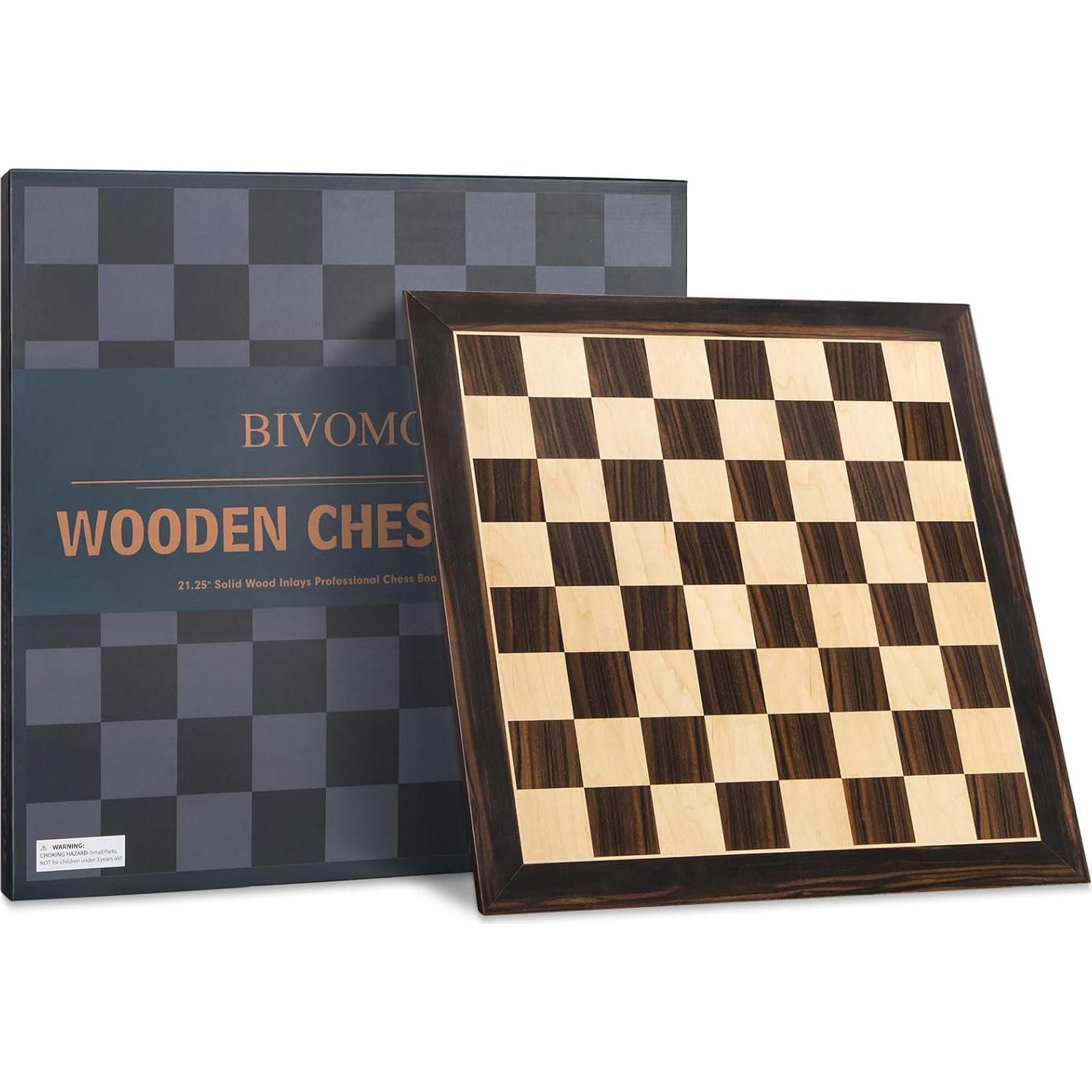 Tablero de Ajedrez de Madera BIVOMON 54 cm Profesional