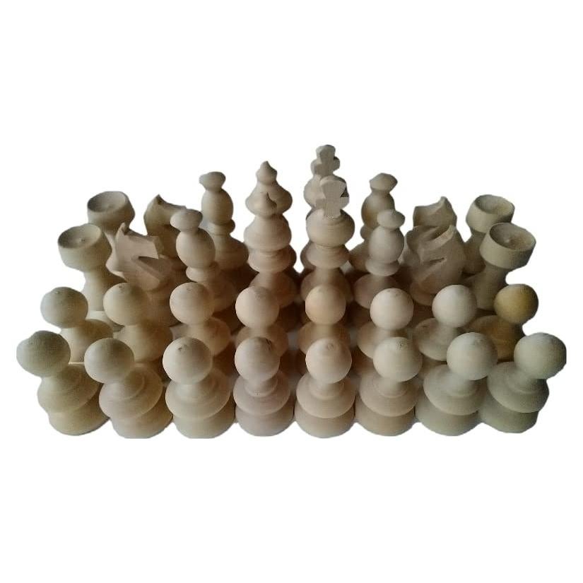 Juego de Ajedrez de Madera Natural Hecho a Mano 32 Piezas