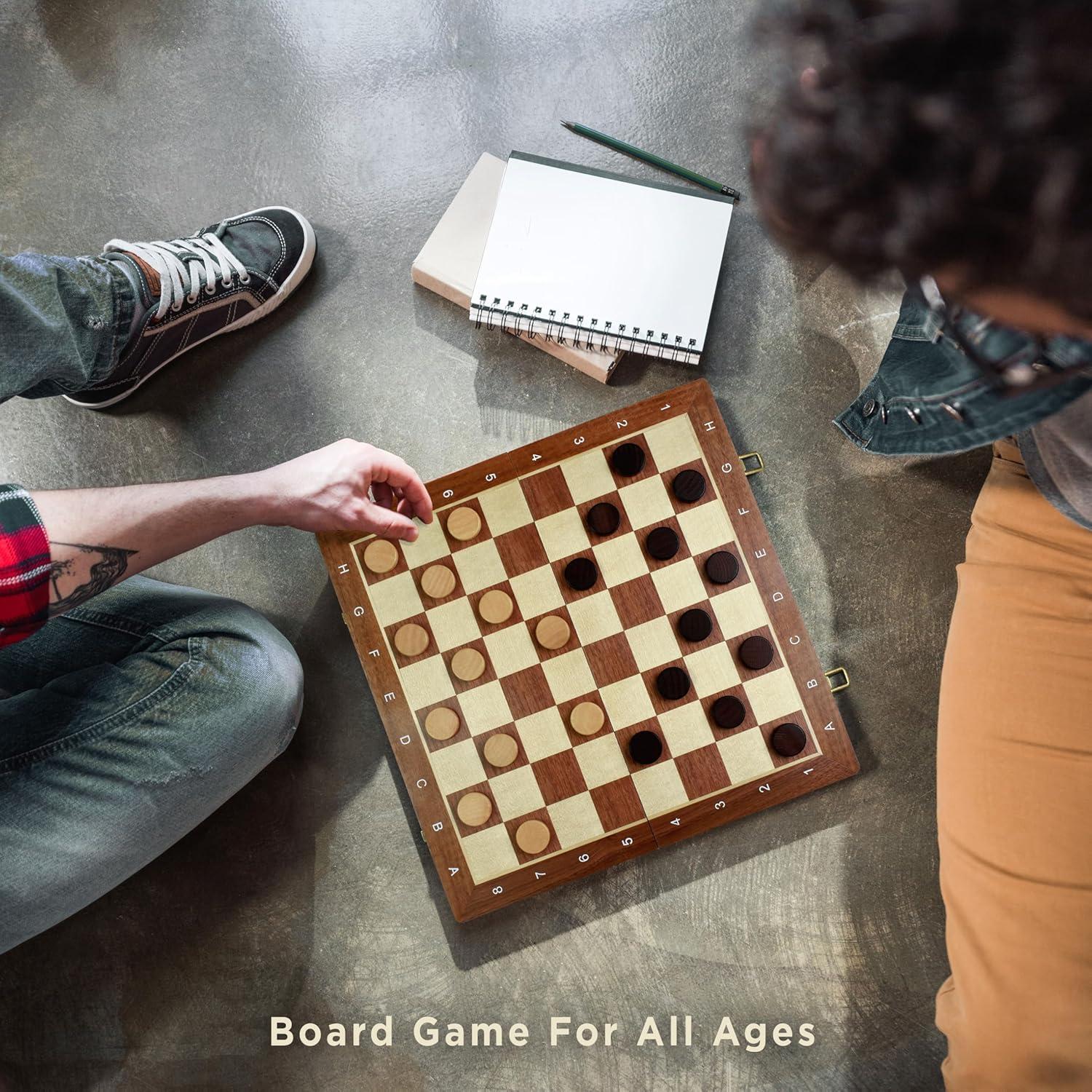 Juego de Ajedrez y Damas Magnético 2 en 1 Queensell 38.1 cm