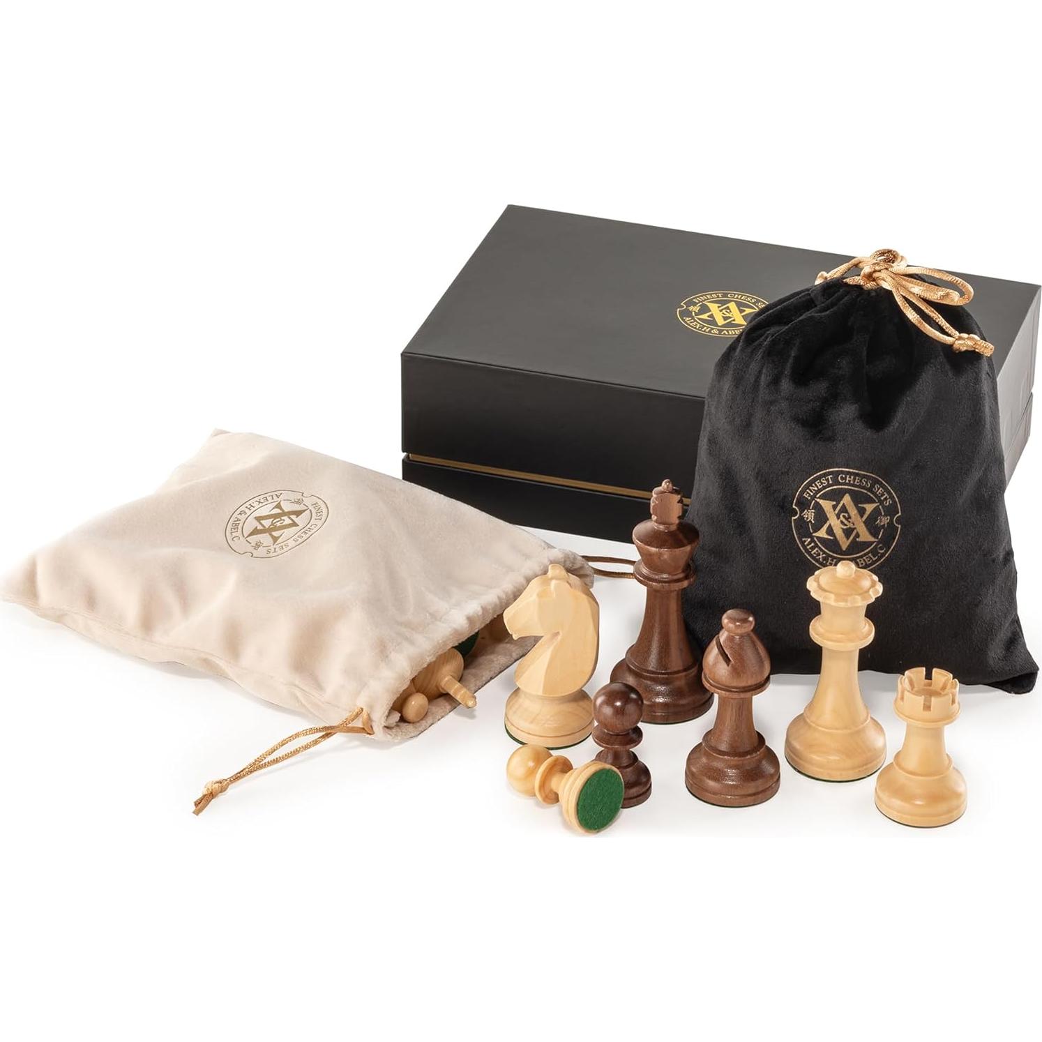 Piezas de Ajedrez A&A Premium Staunton Madera Nogal 9.5cm