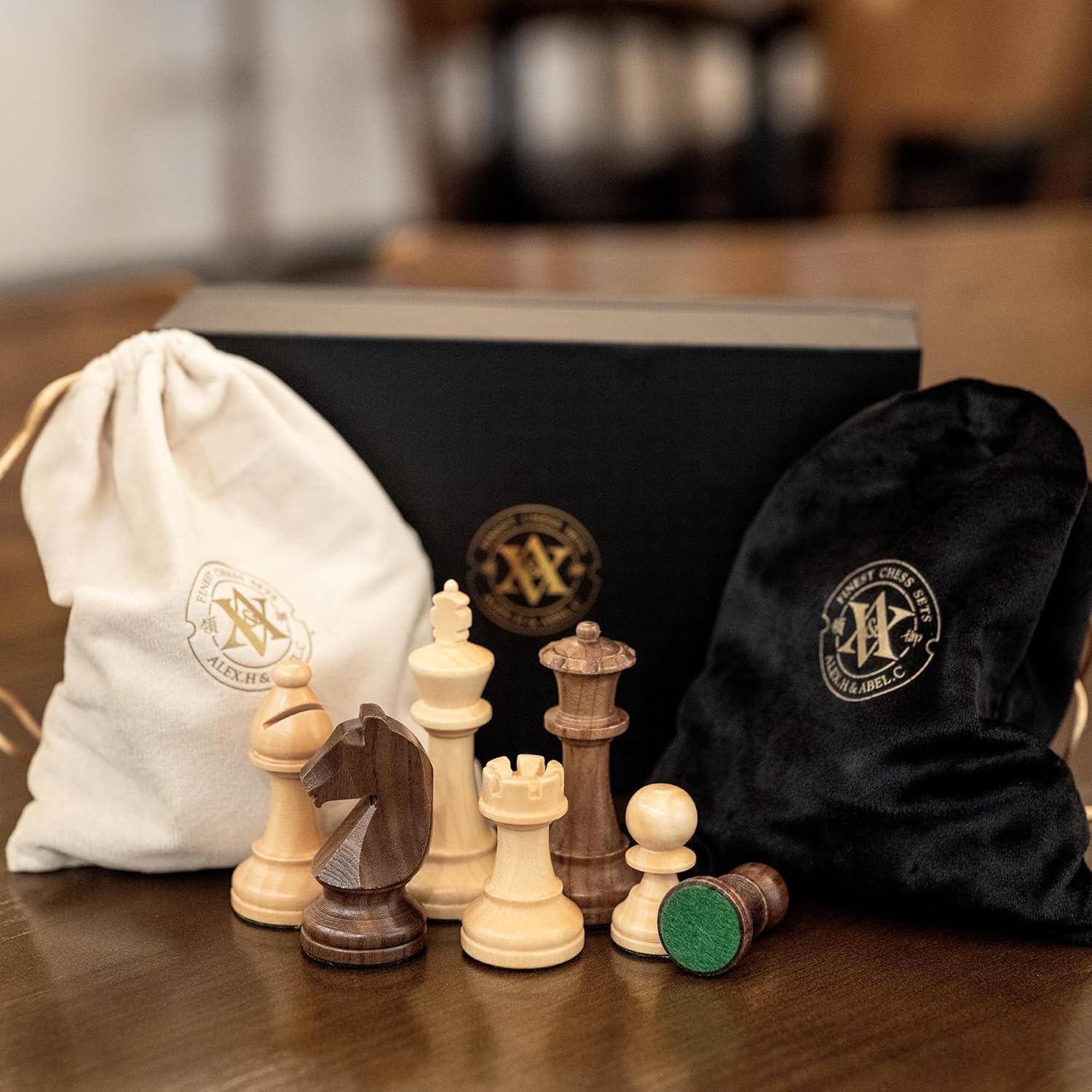 Piezas de Ajedrez A&A Premium Staunton Madera Nogal 9.5cm